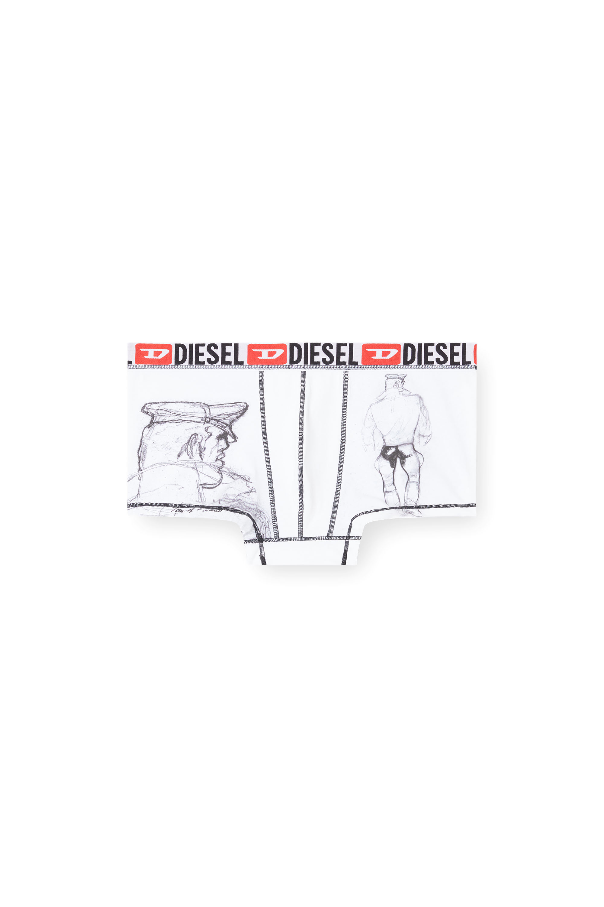 Diesel - PR-DAMIEN, Man's Boxer shorts with sketch-effect print in White - 4