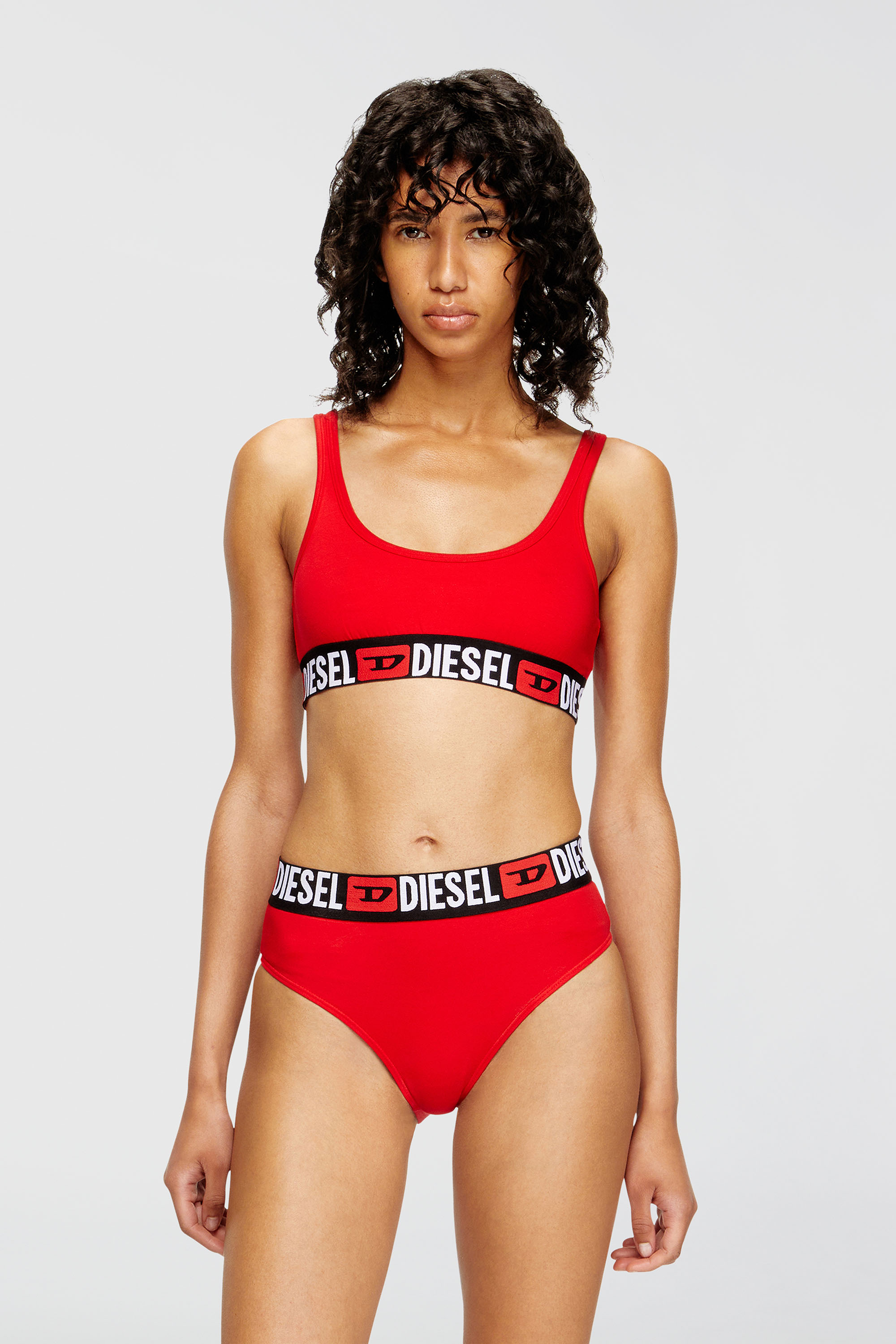 Diesel - UFSB-ORIBA, Woman's Cotton bralette with logo in Red - 3