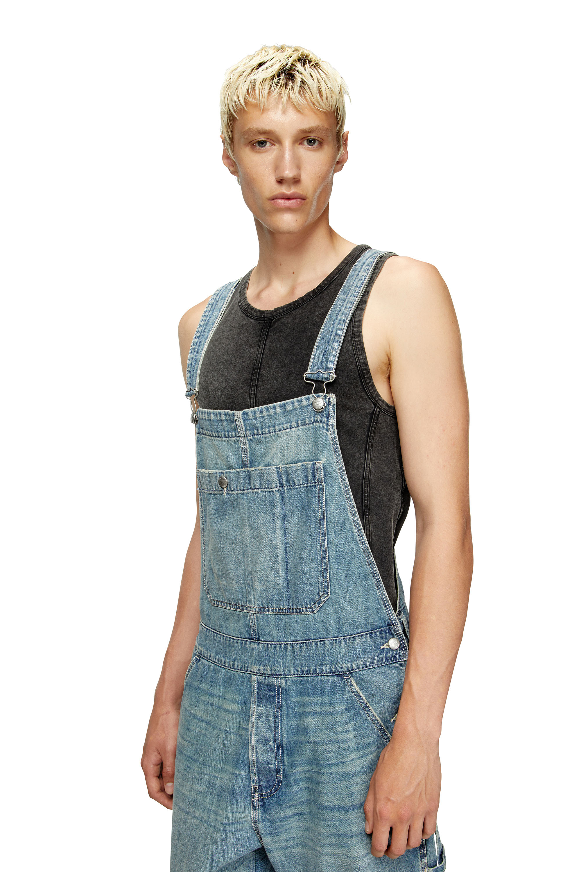 D-FRAMU-U, Light Blue Diesel - D-FRAMU-U, Unisex's Utility-style denim dungarees in Light Blue - 5