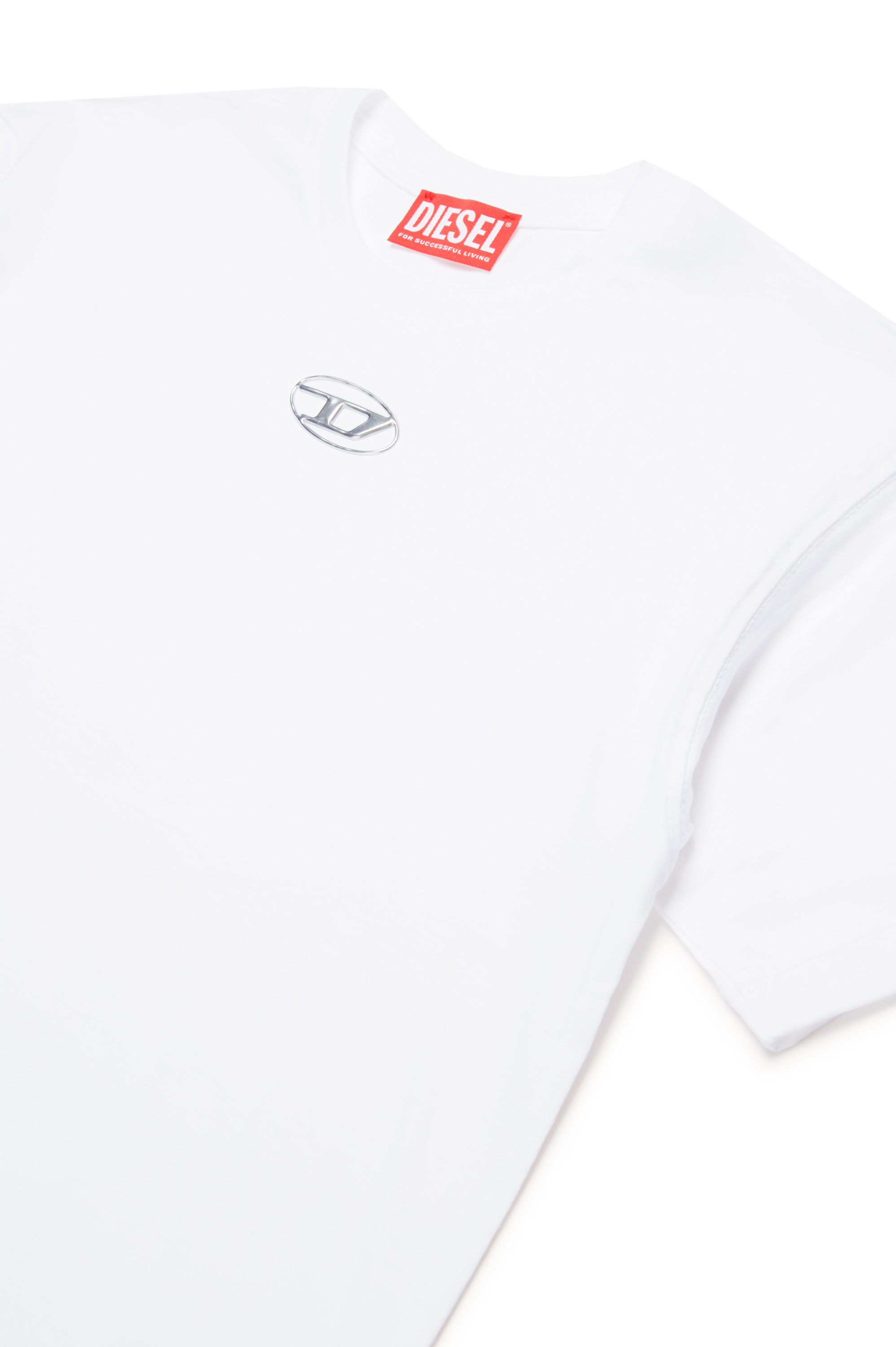 Diesel - TMARCUS OVER, Man's T-shirt with metallic Oval D in White - 3