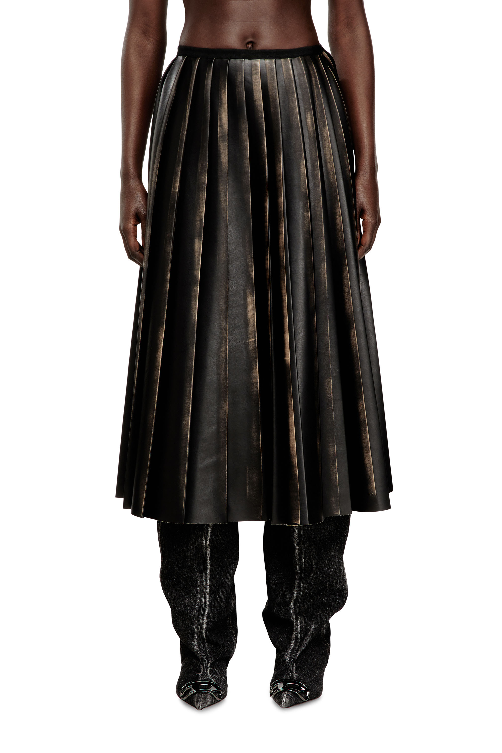 Diesel - O-SAKA, Woman's Distressed pleated midi skirt in null - 1