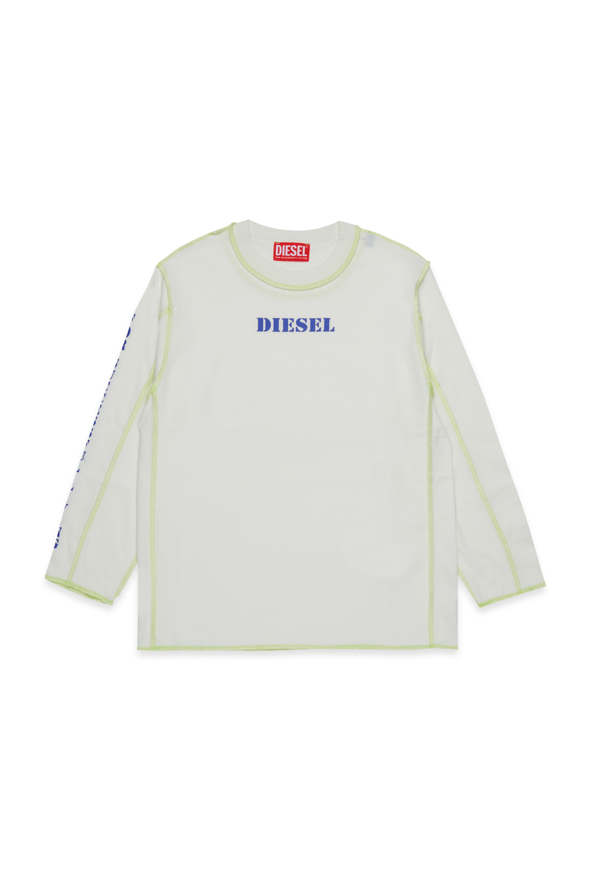 Diesel - TCRAORLS OVER, Man's Cotton t-shirts with contrasting stitches in White - 1