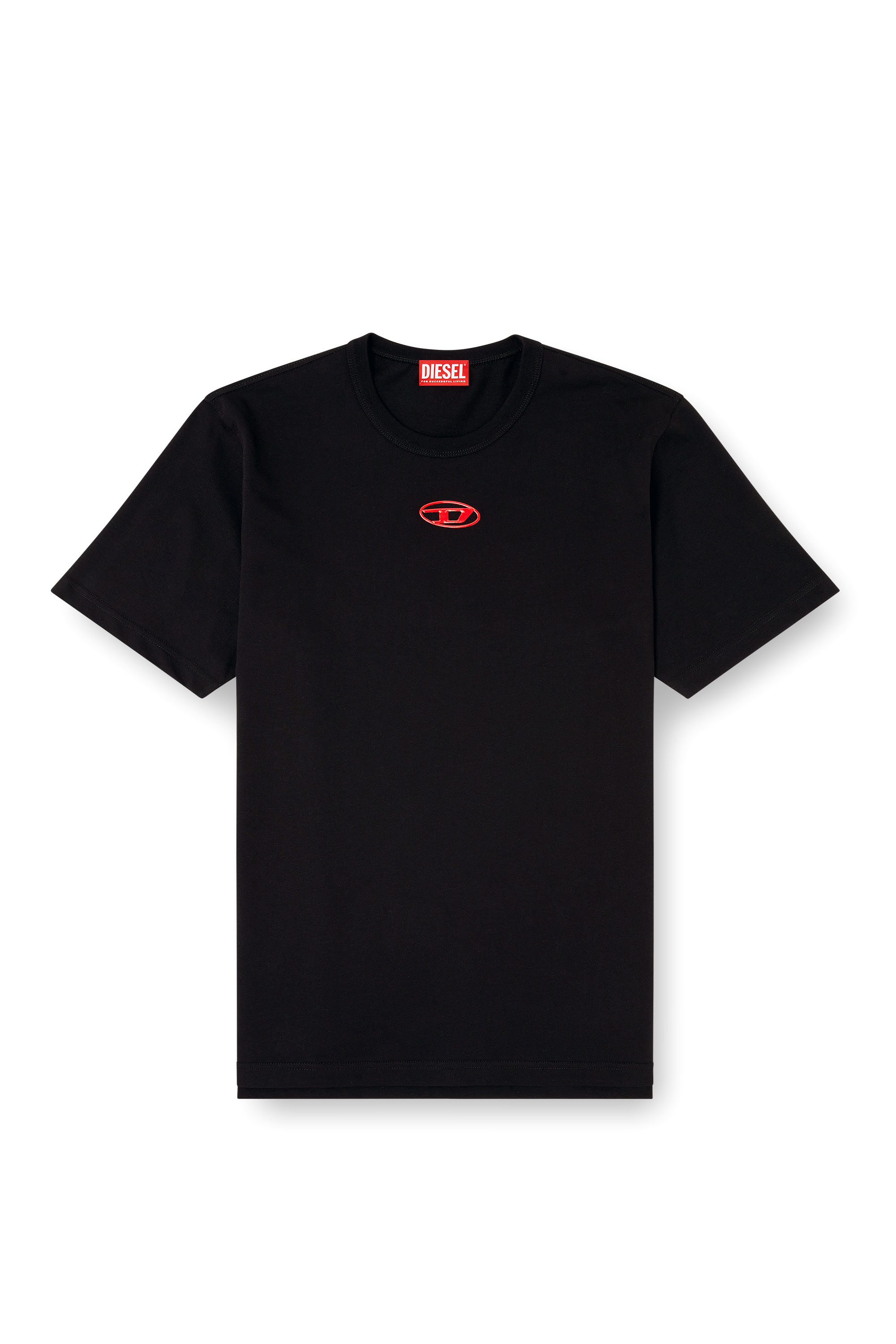 Diesel - T-ADJUST-OD, Man's T-shirt with metallic Oval D in Black - 3