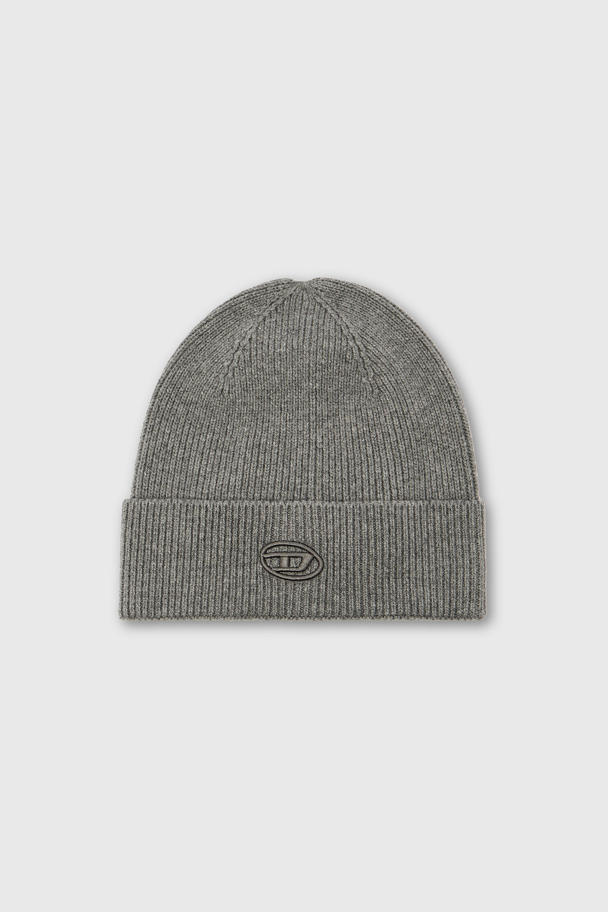 Diesel - K-CODER-FULLY B, Unisex's Ribbed beanie with D embroidery in Grey - 1