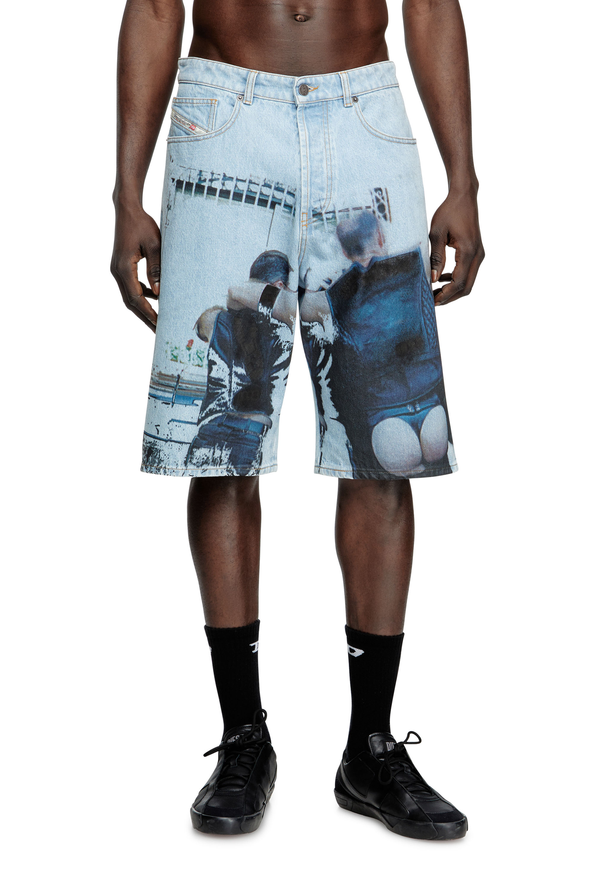 Diesel - PR-D-RIXFORD-S, Unisex's Denim shorts with faded print in Light Blue - 2