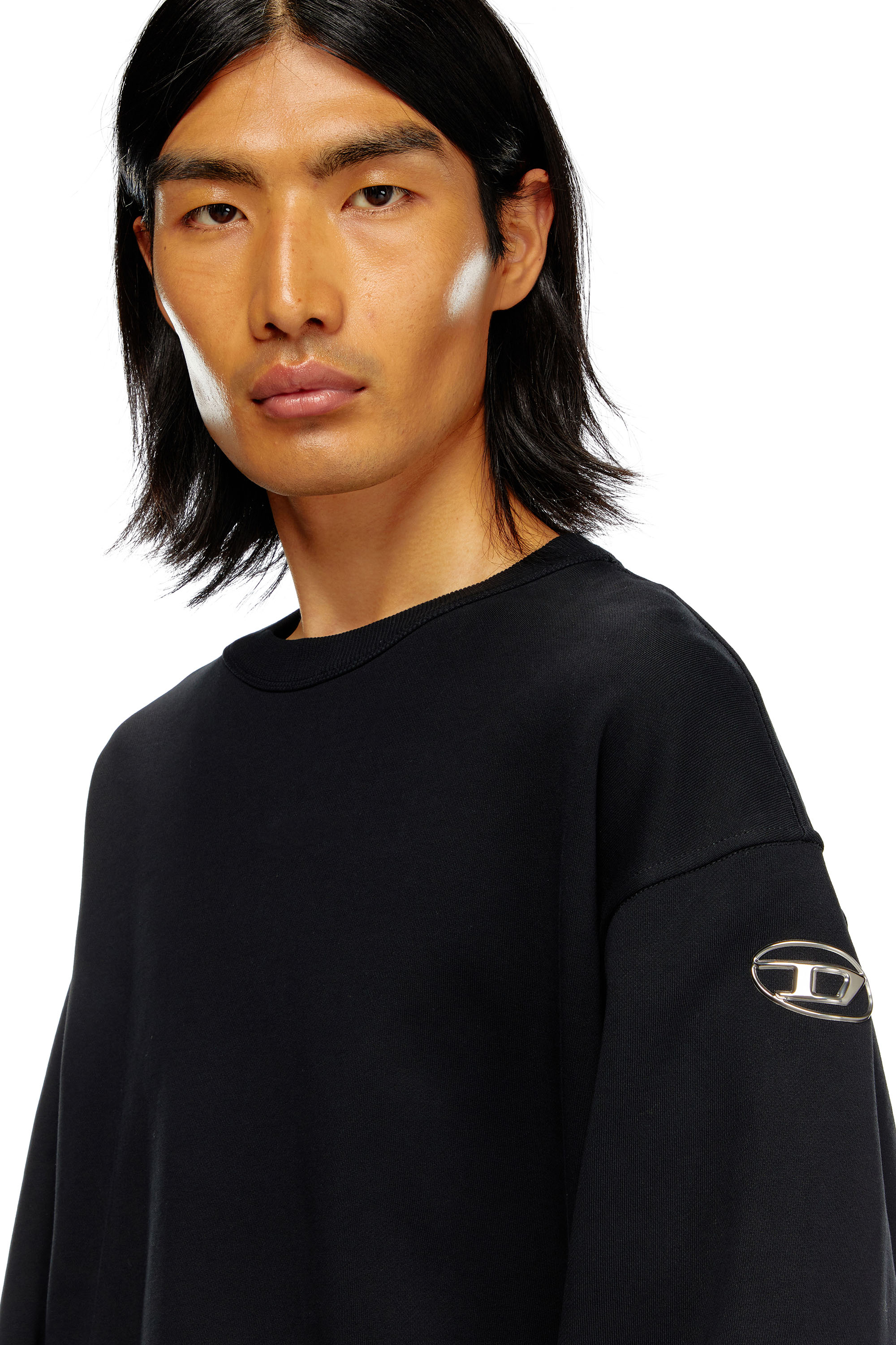 Diesel - S-MACSIS-OD, Man Oversized sweatshirt with metallic logo in Black - Image 5