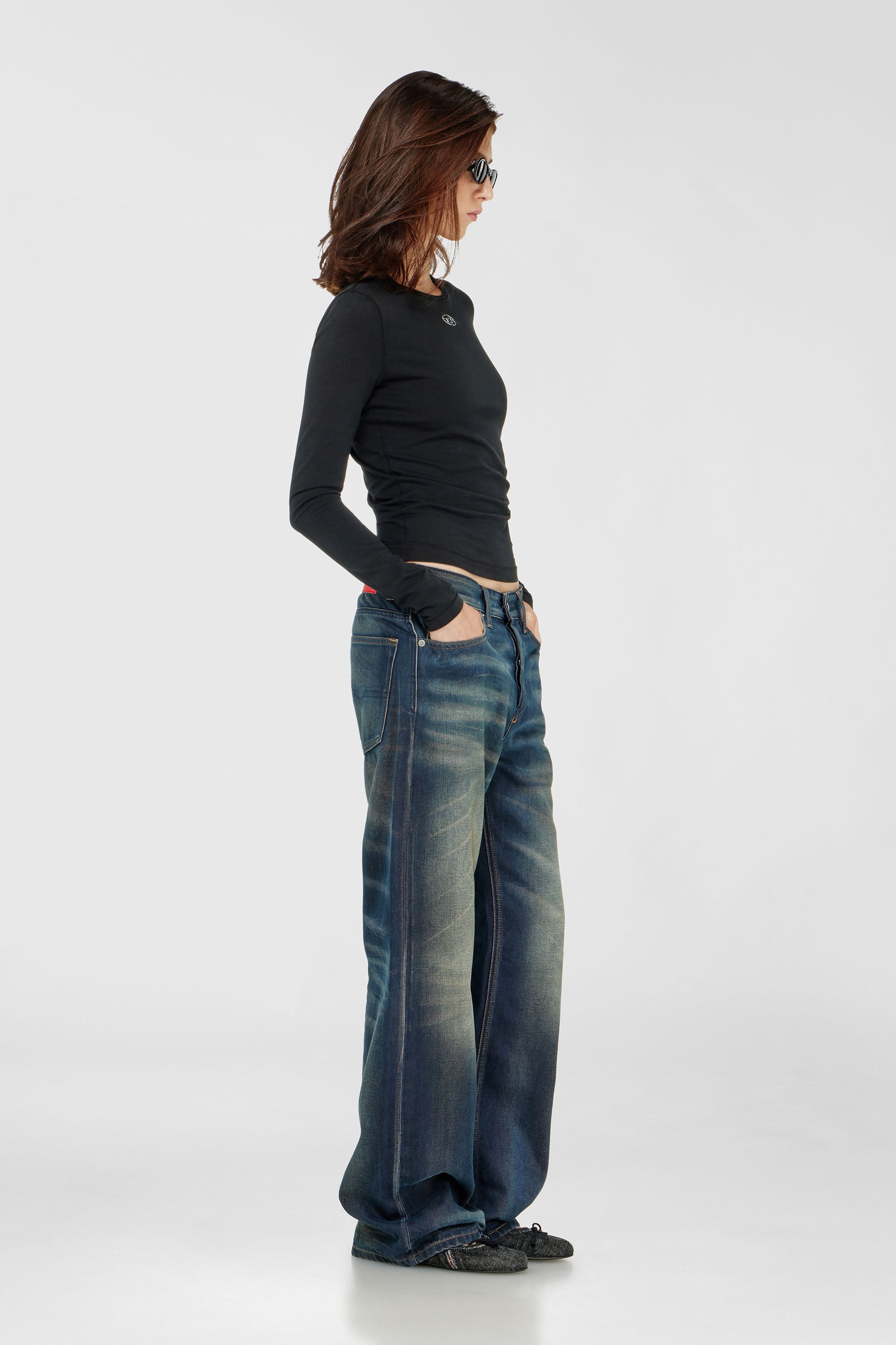Diesel - Woman's Relaxed Jeans 1990 D-Waigee 09R09, Dark Blue - 2