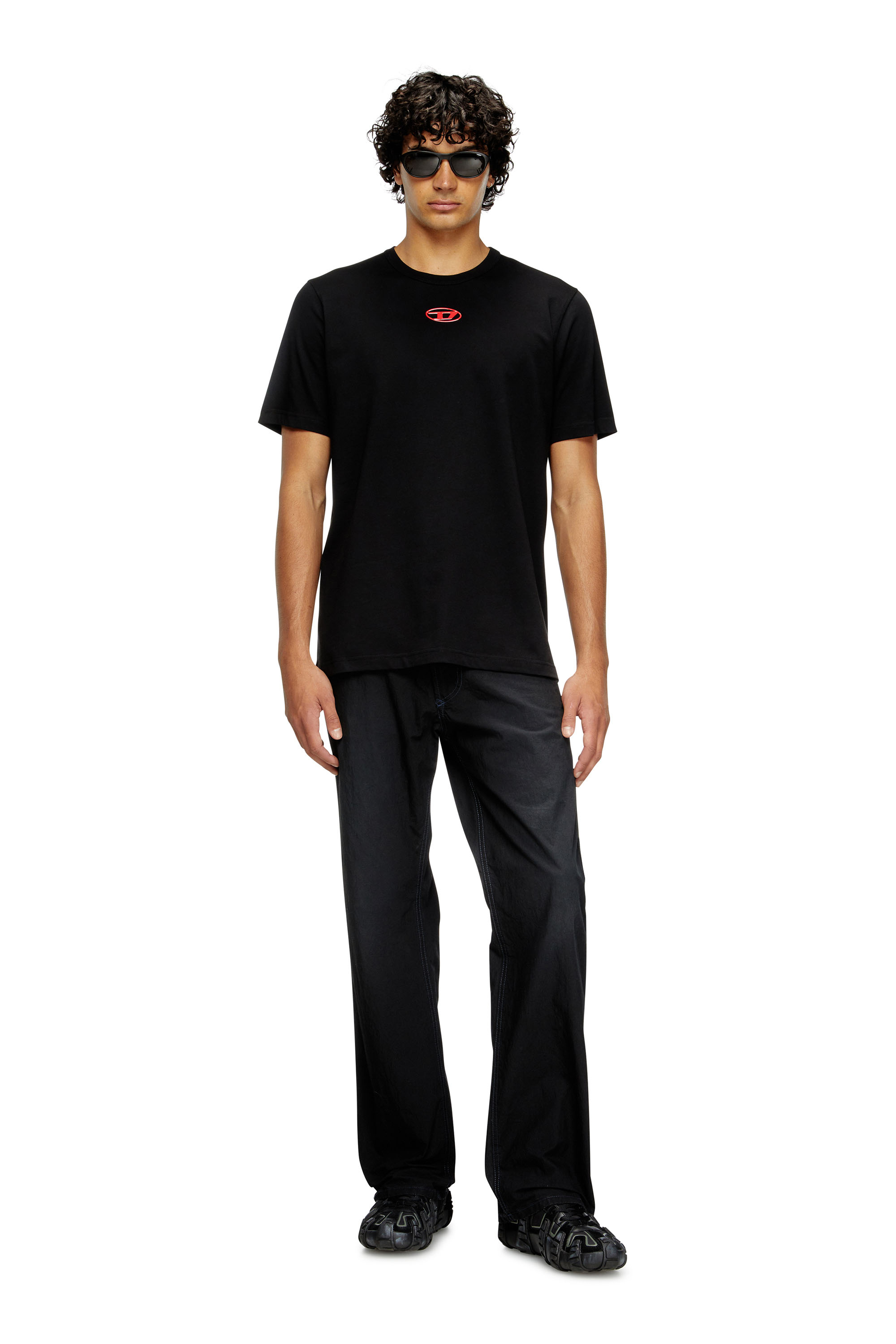 Diesel - T-ADJUST-OD, Man's T-shirt with metallic Oval D in Black - 2