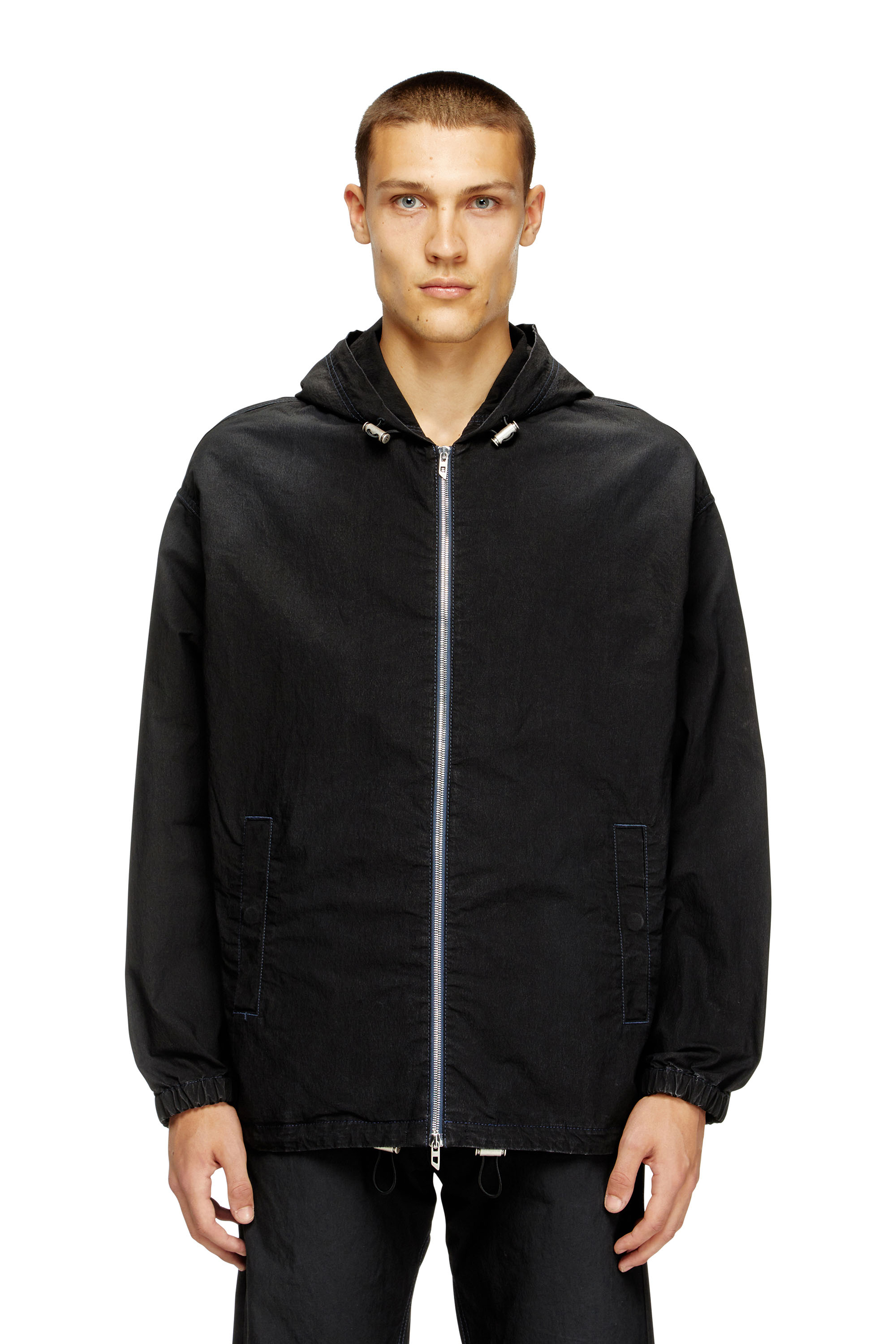 Diesel - D-WYNNY JOGG, Man's Hooded technical JoggJeans jacket in Black - 3