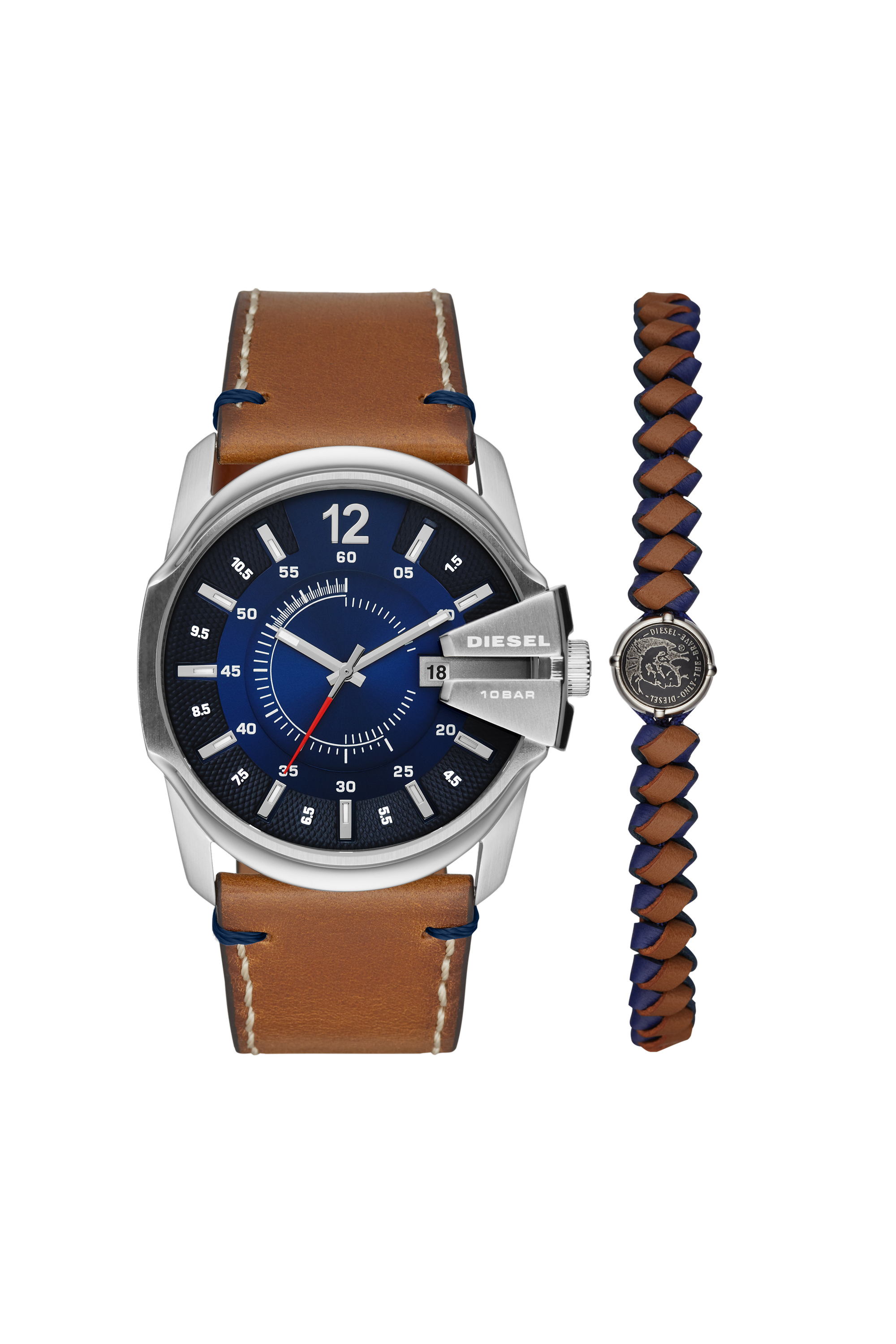 Diesel - DZ1925, Man's Master Chief Watch and Bracelet Set in Brown - 1