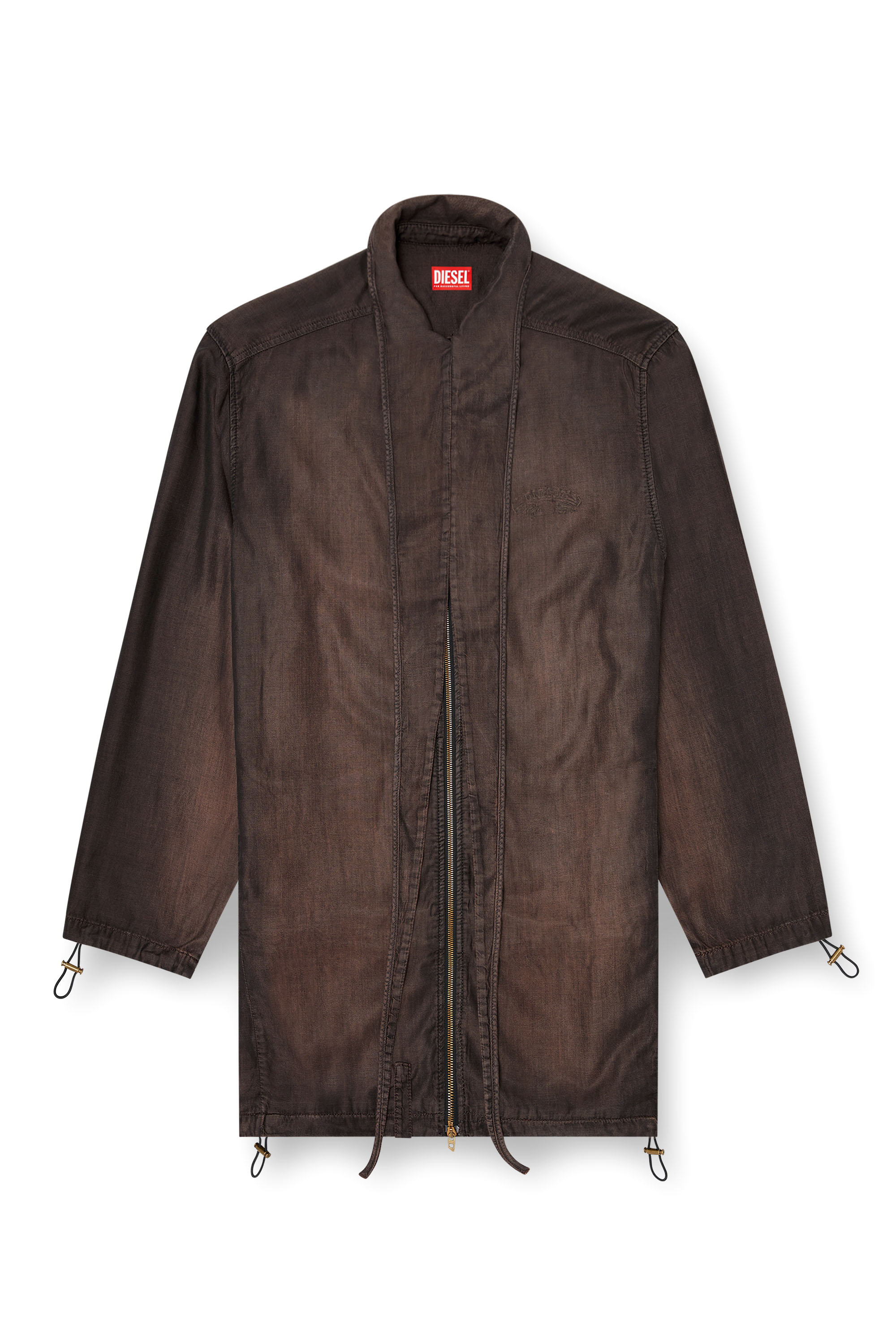 Diesel - DE-TROIT-S, Woman's Light jacket in fluid coated denim in Brown - 2