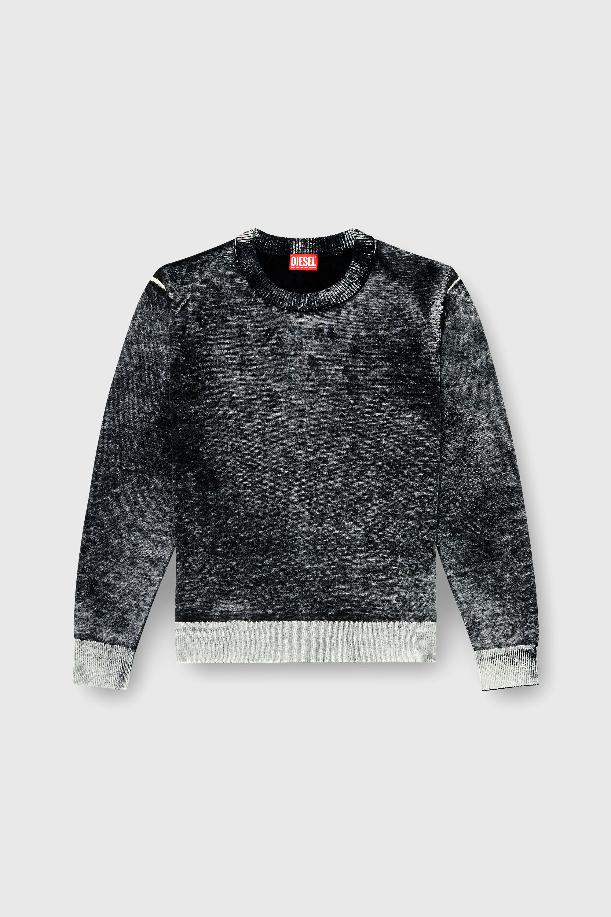 Diesel - K-LAURENT, Man's Jumper with faded reverse print in Black - 2