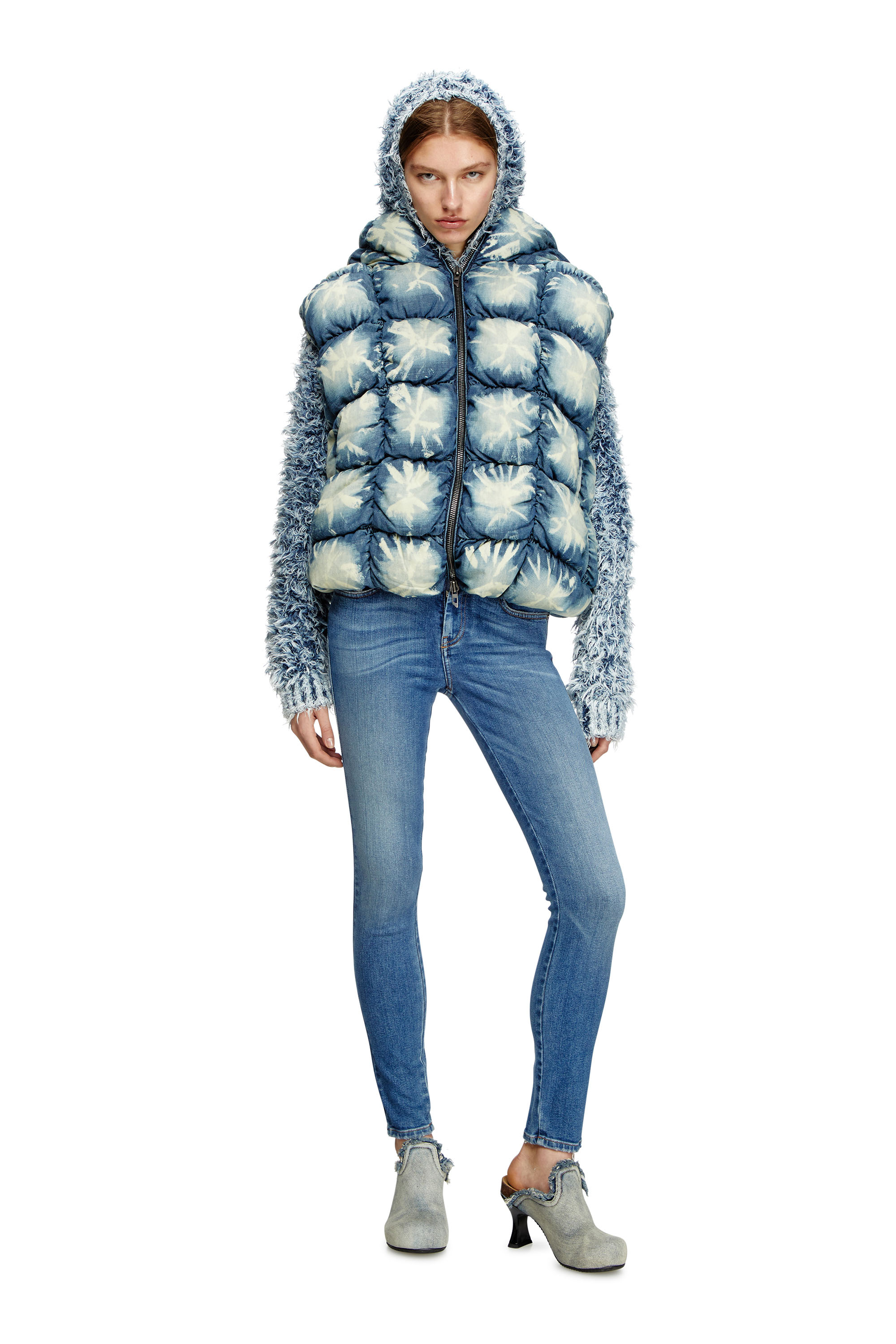 Diesel - W-THYS, Unisex's Tie-dyed denim puffer vest in Blue - 6