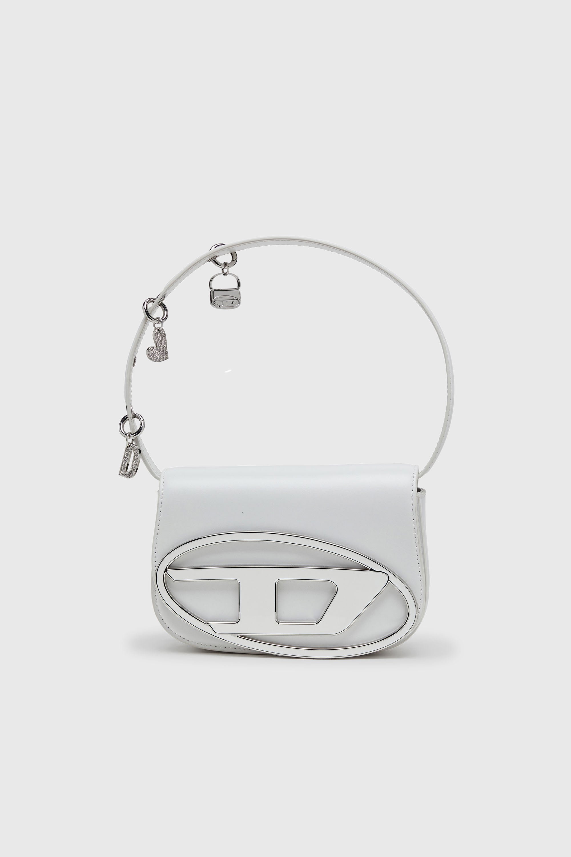 Diesel - 1DR, Woman's 1DR -Iconic shoulder bag in leather with handle charms in White - 1