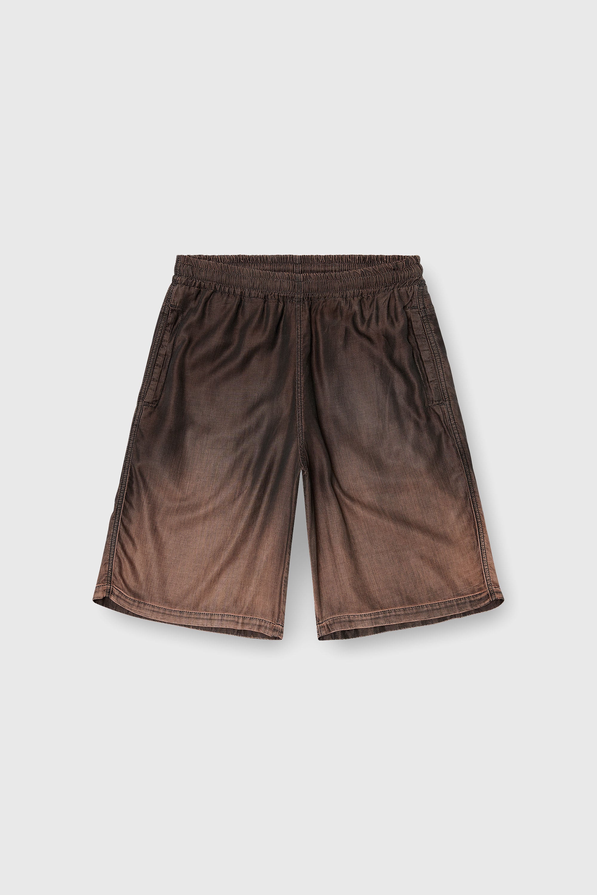Diesel - D-RODER-SHORT-S, Unisex's Relaxed bermuda shorts in fluid coated denim in Brown - 2