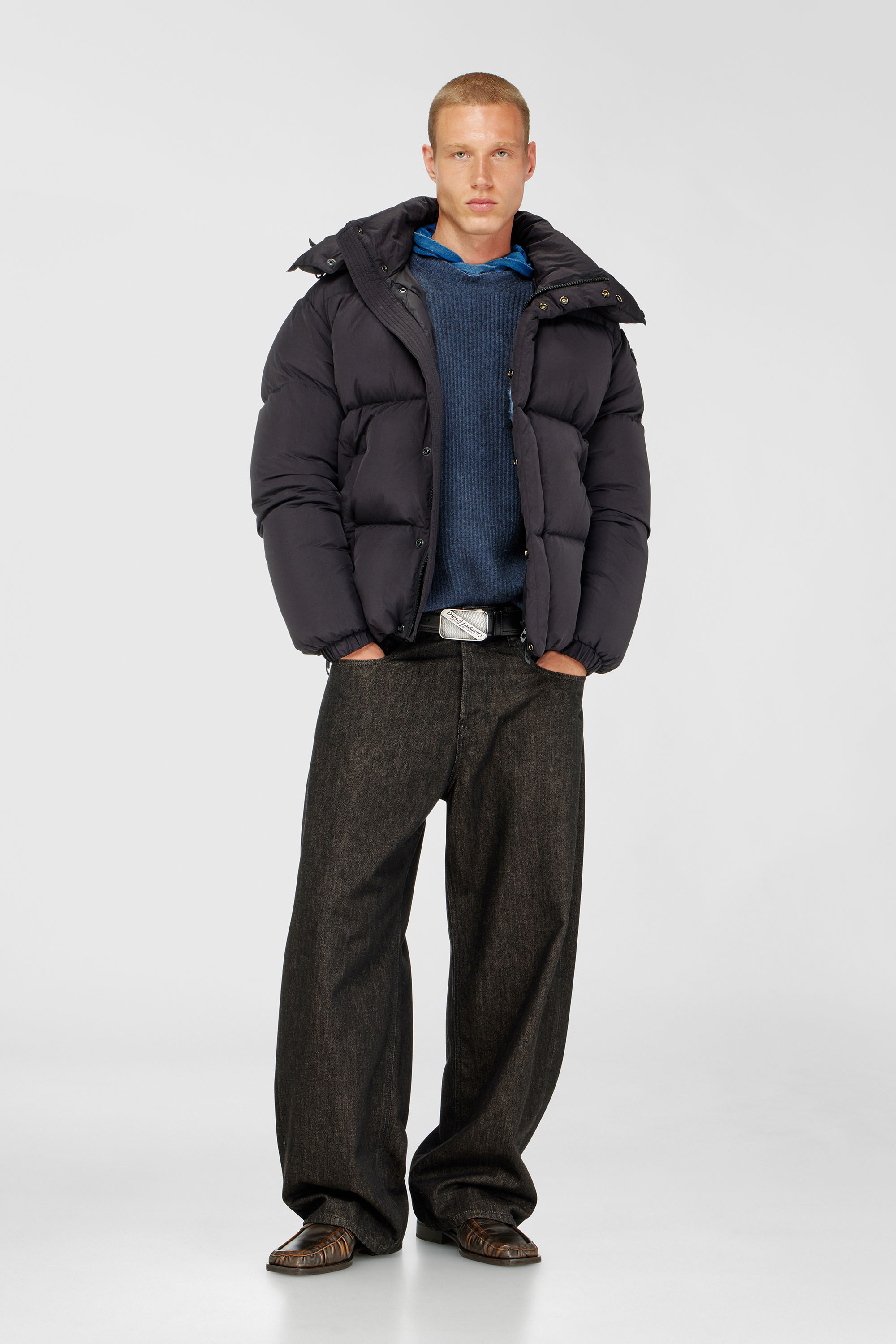 Diesel - W-ROLFYS-WRD, Man's Quilted down jacket in ViralOff&reg; Taslan in Dark grey - 1