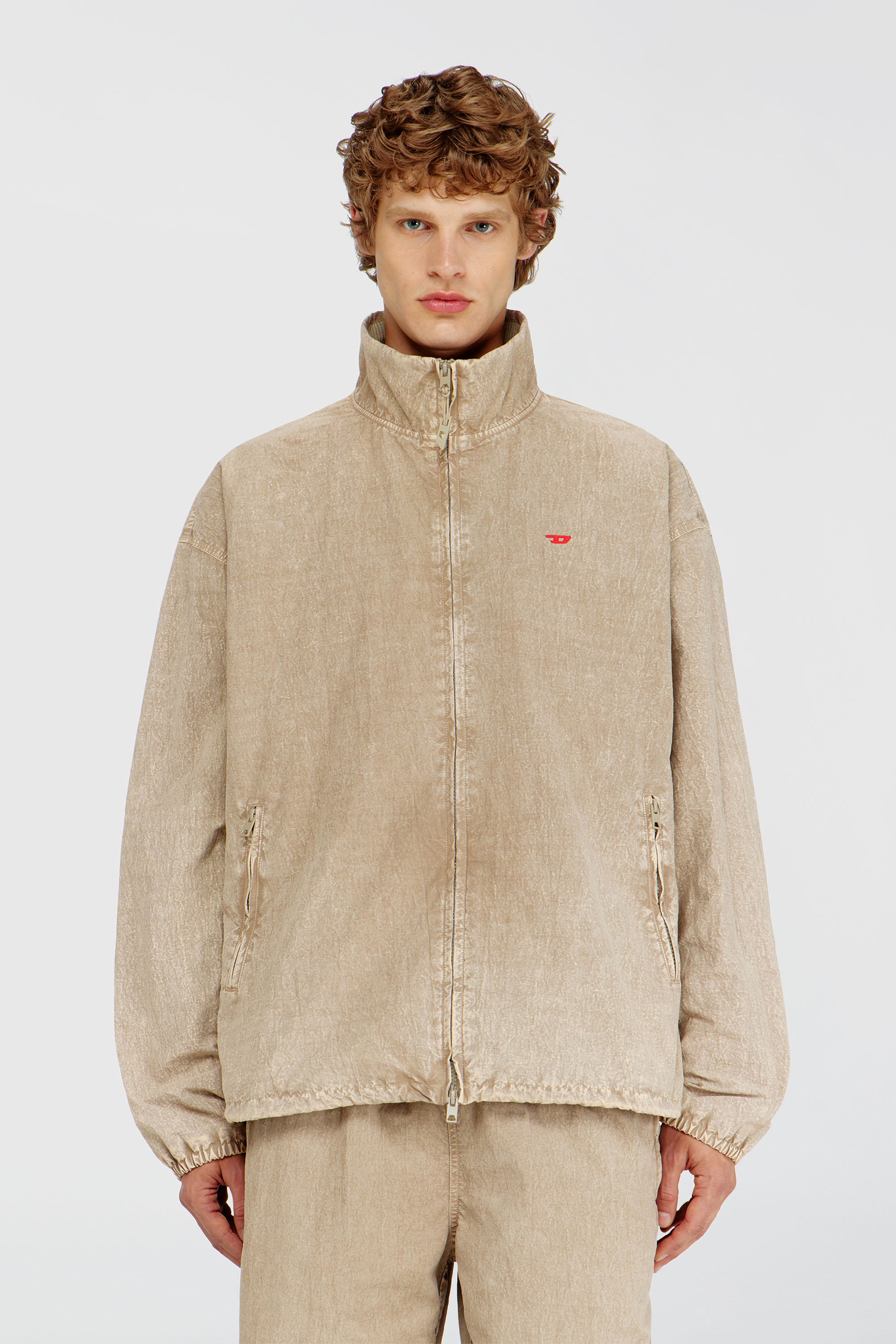 Diesel - J-CORSE-PLBH, Man's Treated taslan jacket with treated finish in Beige - 3