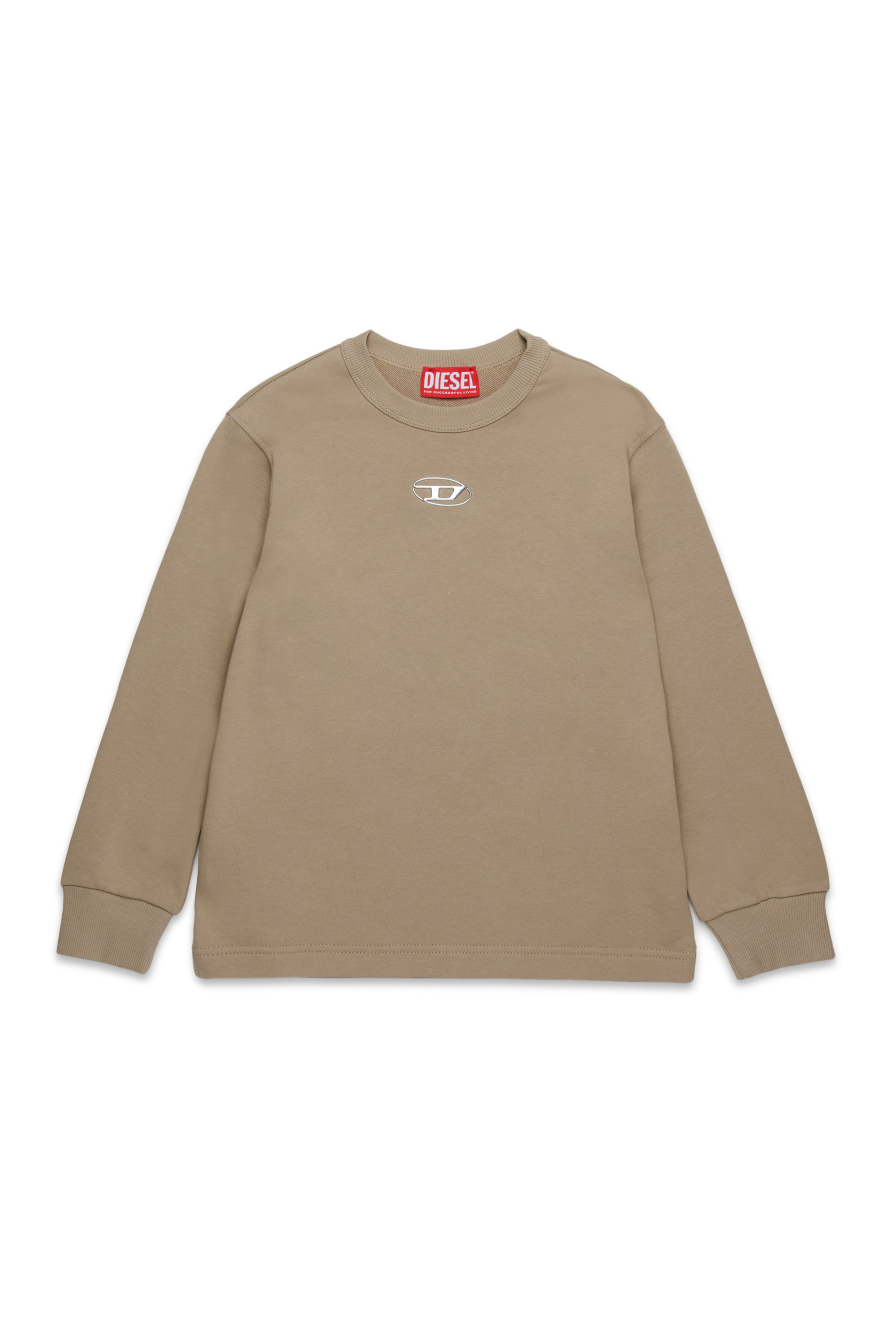 Diesel - SMACSISOD OVER, Man's Sweatshirt with metal-look Oval D logo in Light Brown - 1