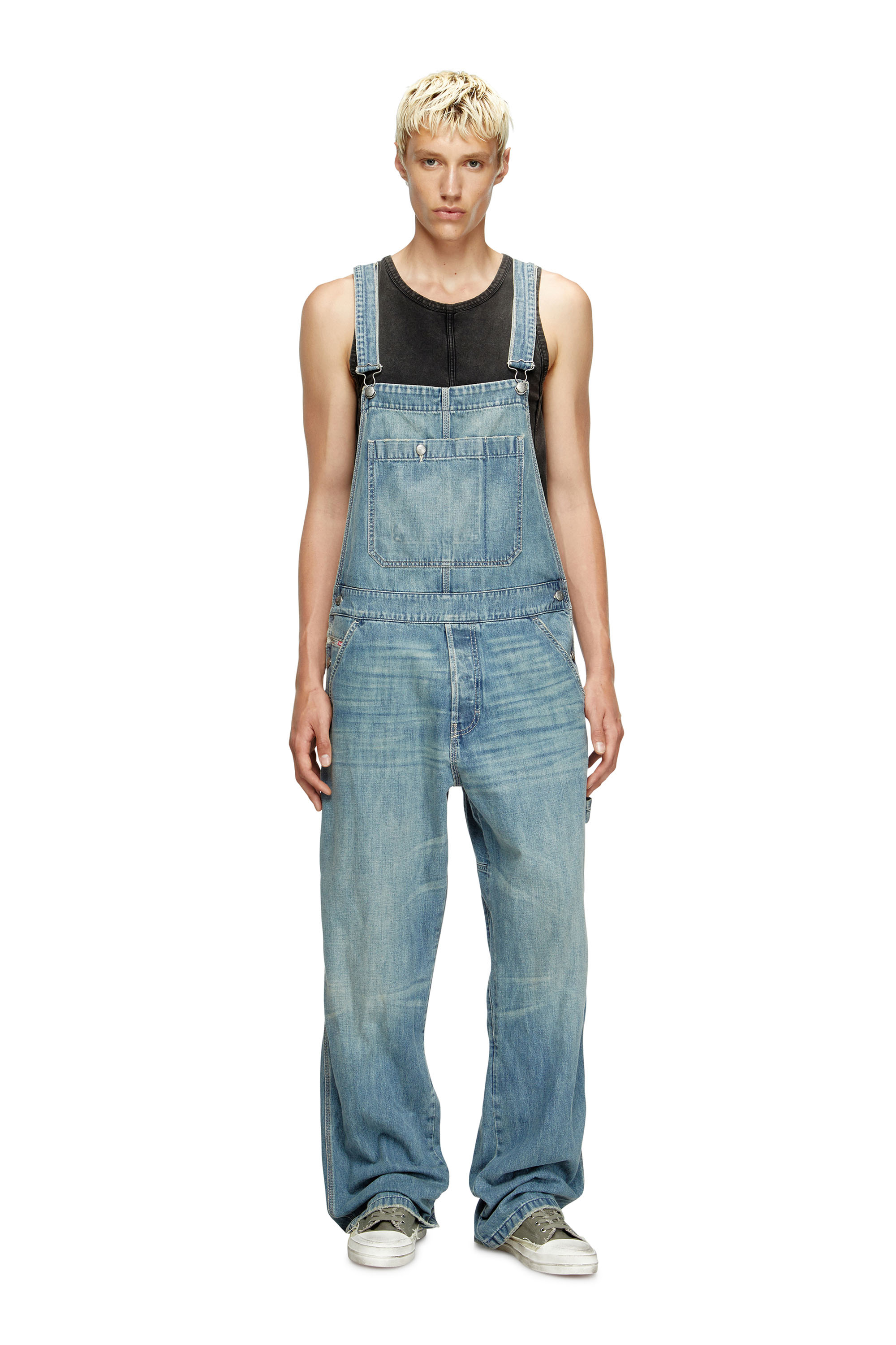 D-FRAMU-U, Light Blue Diesel - D-FRAMU-U, Unisex's Utility-style denim dungarees in Light Blue - 3