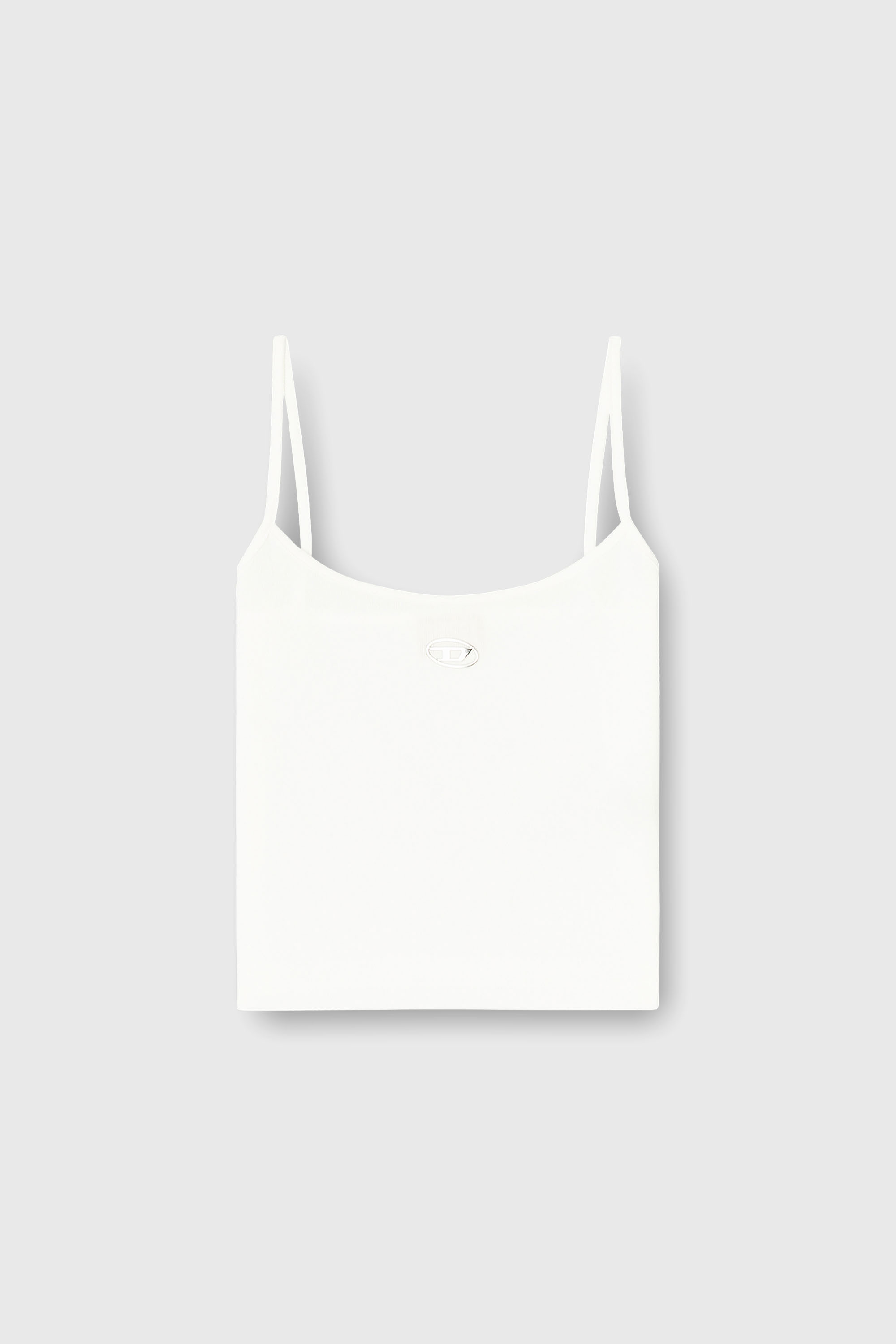 Diesel - T-HUPY-OD, Woman's Ribbed tank top with metallic Oval D in White - 2