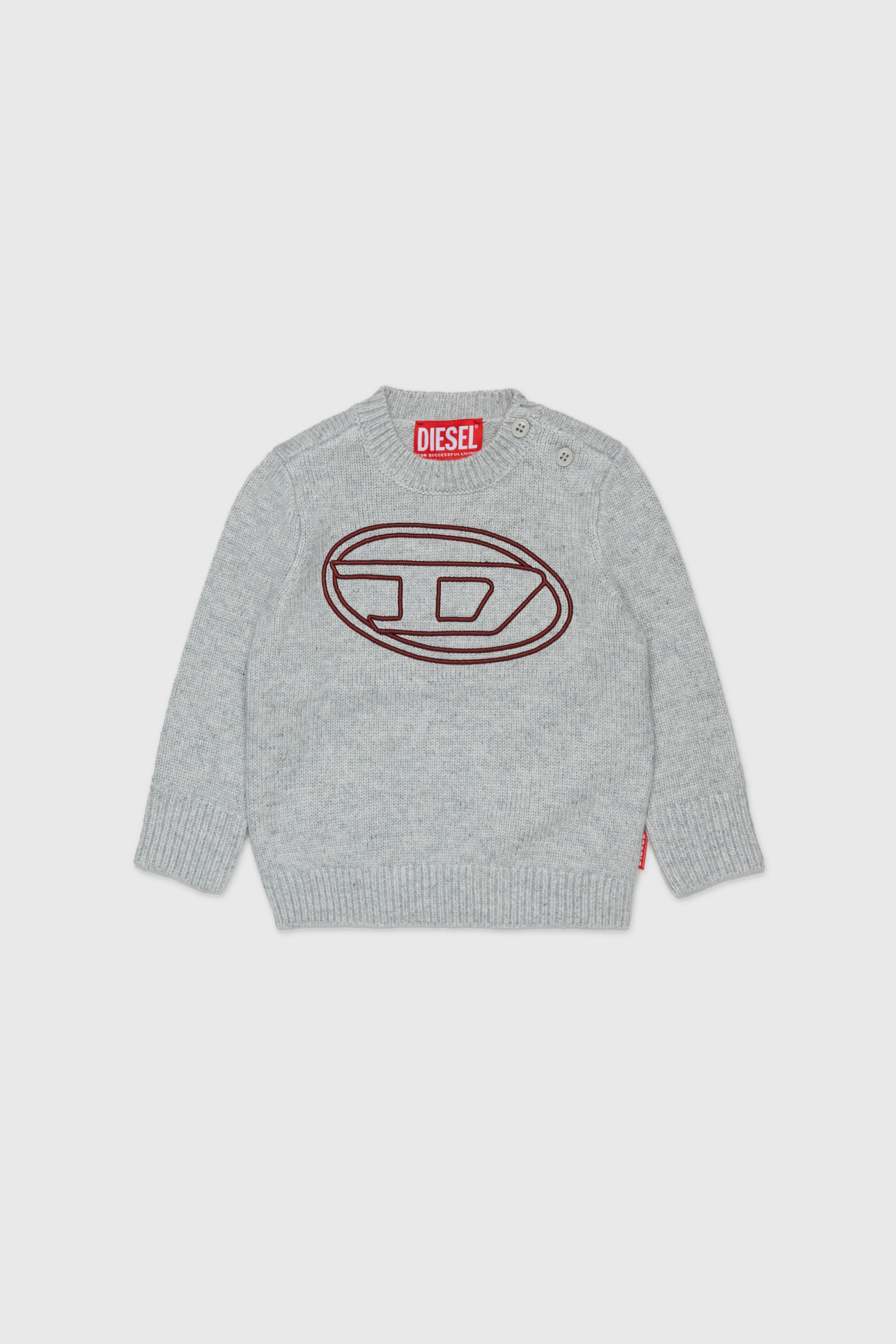Diesel - KOMYB, Man's Cashmere-enriched jumper with big Oval D in Grey - 1