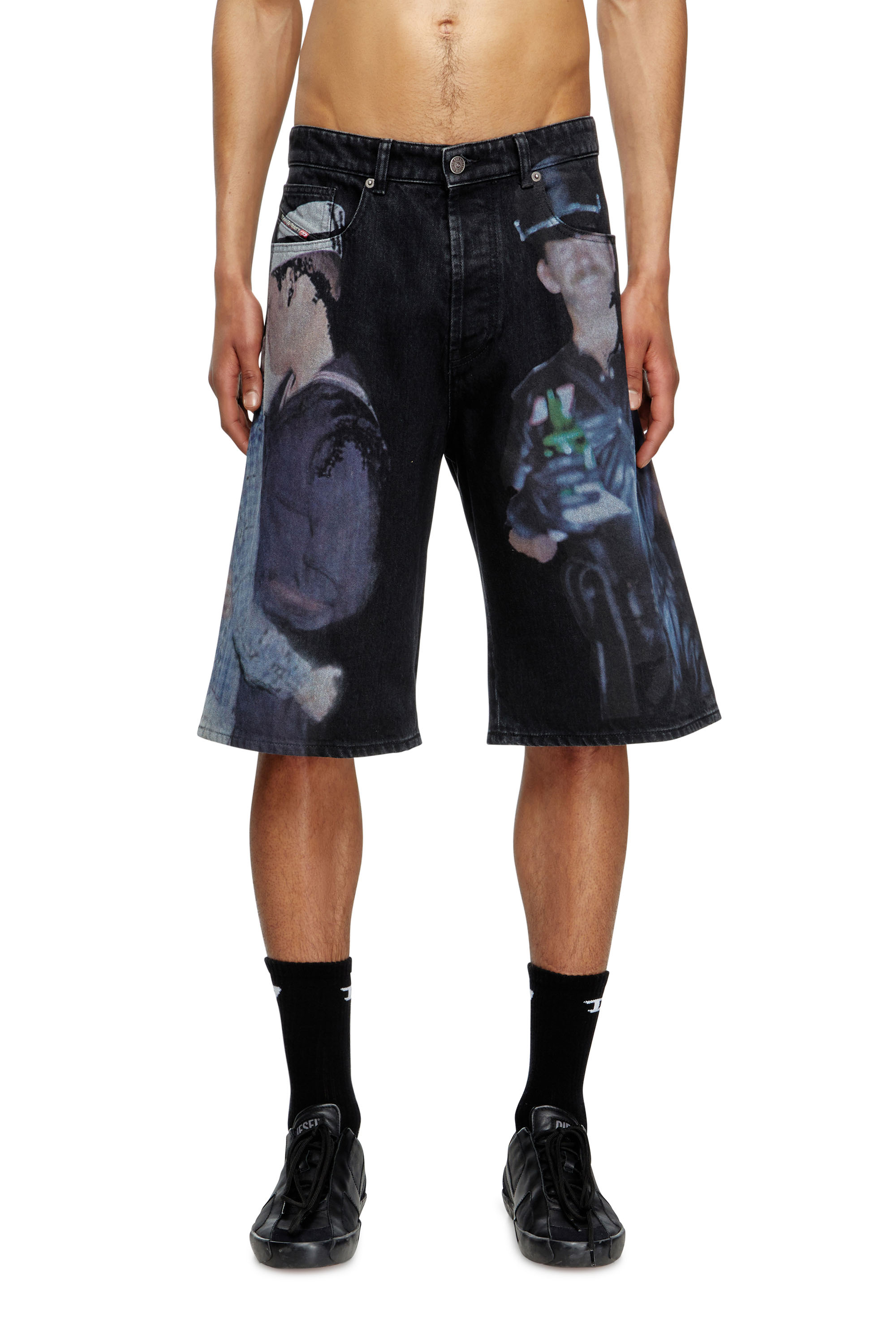 Diesel - PR-D-RIXFORD-S, Unisex's Denim shorts with multicolour print in Black - 2