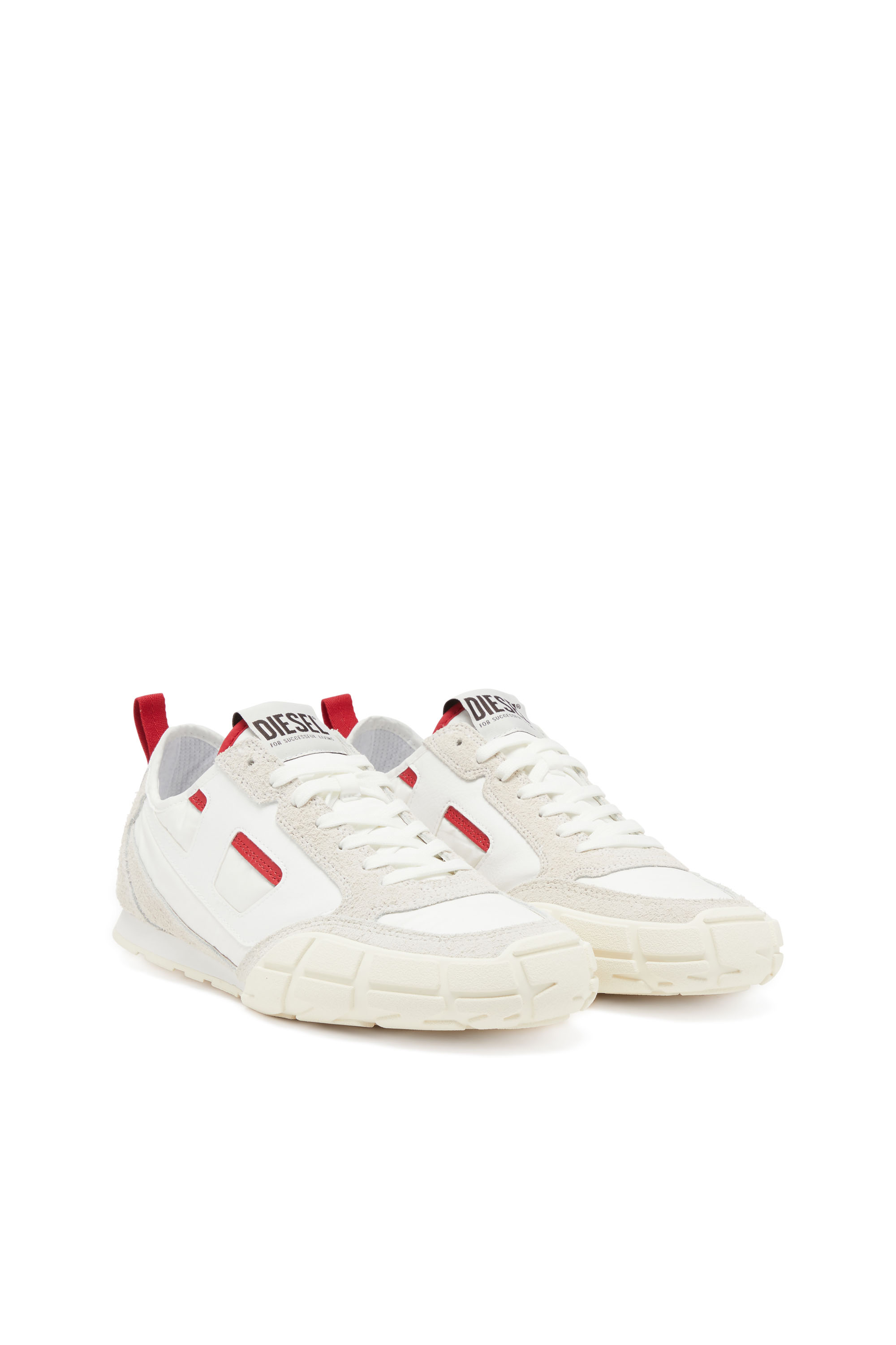 Diesel - S-PAGODHA LOW, Man's S-Pagodha-Sneakers in leather, suede and ripstop in White/Red - 2