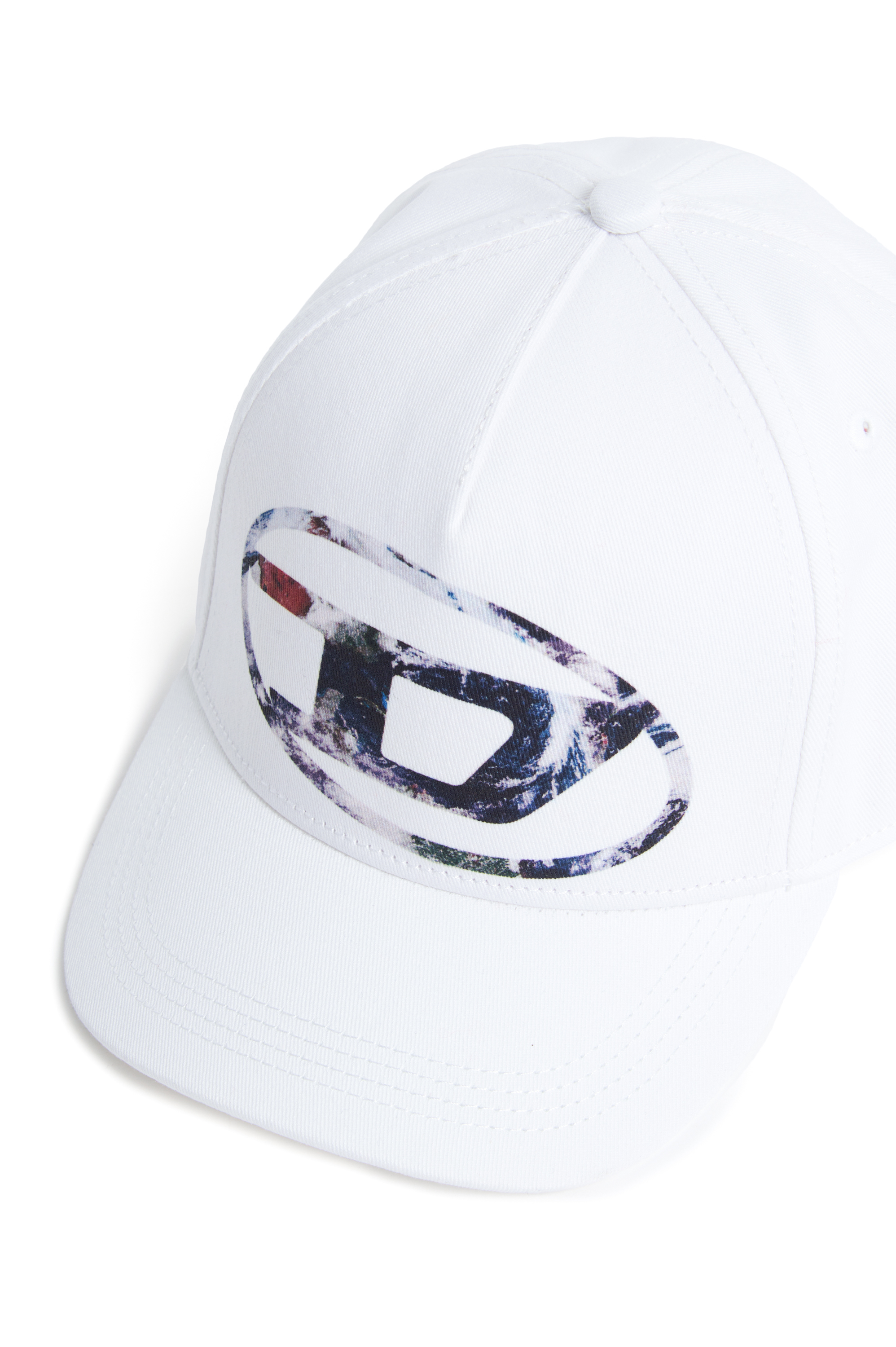 Diesel - FZERIL, Unisex Baseball cap with Earth-print Oval D logo in White - Image 3