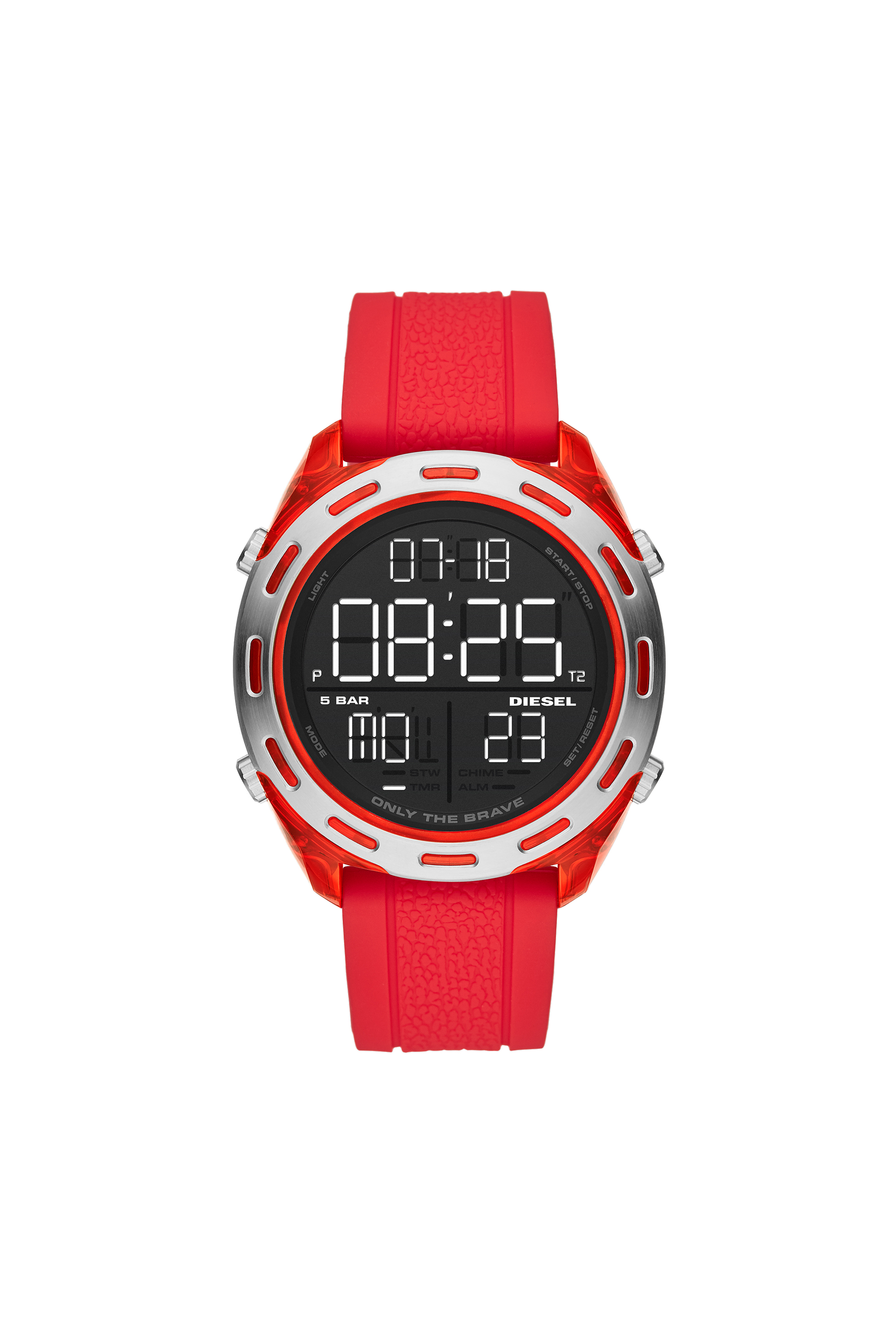 Diesel - DZ1900, Man's Crusher digital red silicone watch in Red - 1
