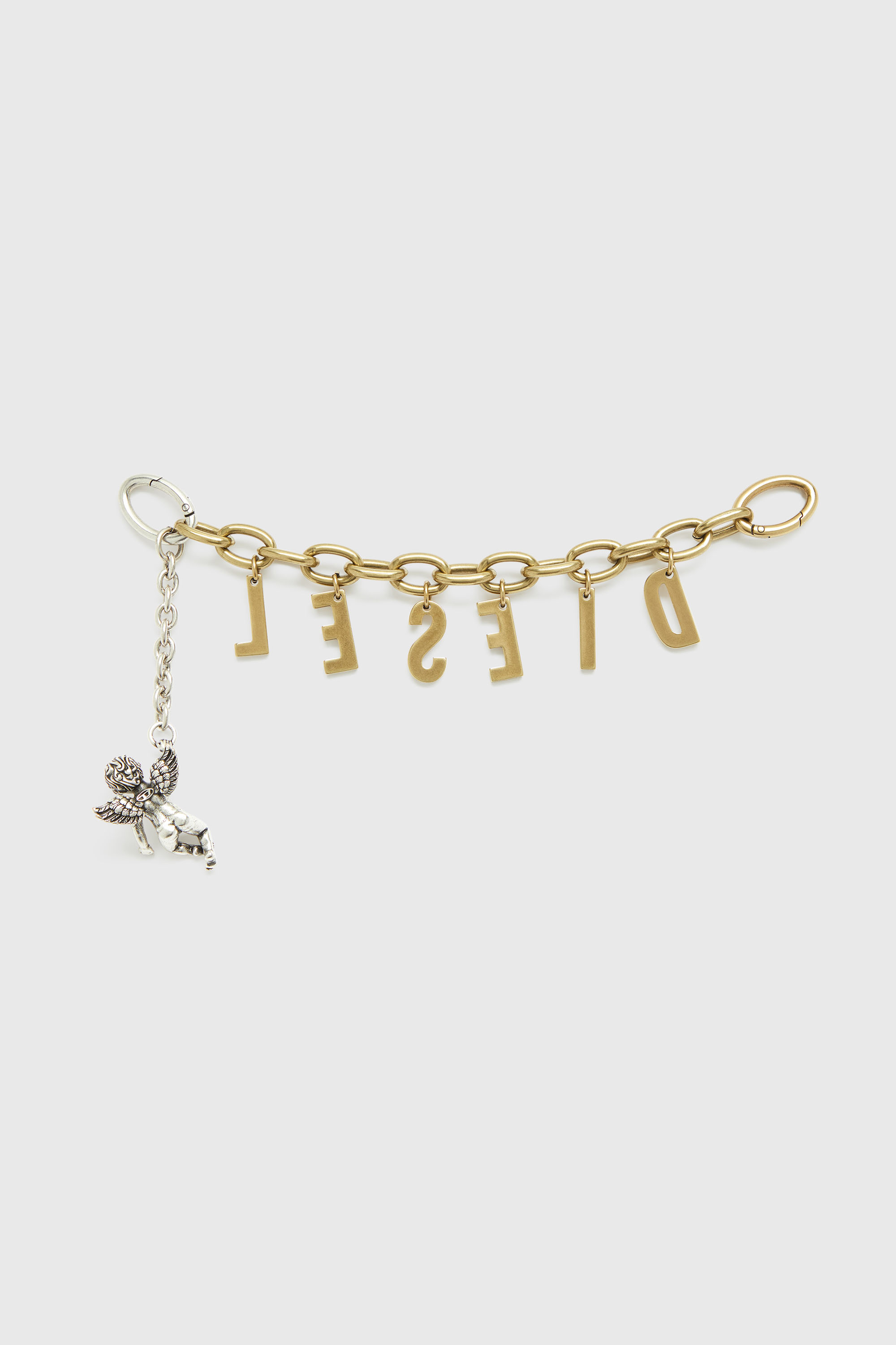 Diesel - CHAIN-D III S, Woman's Metal letter charm with cherub in Gold - 2