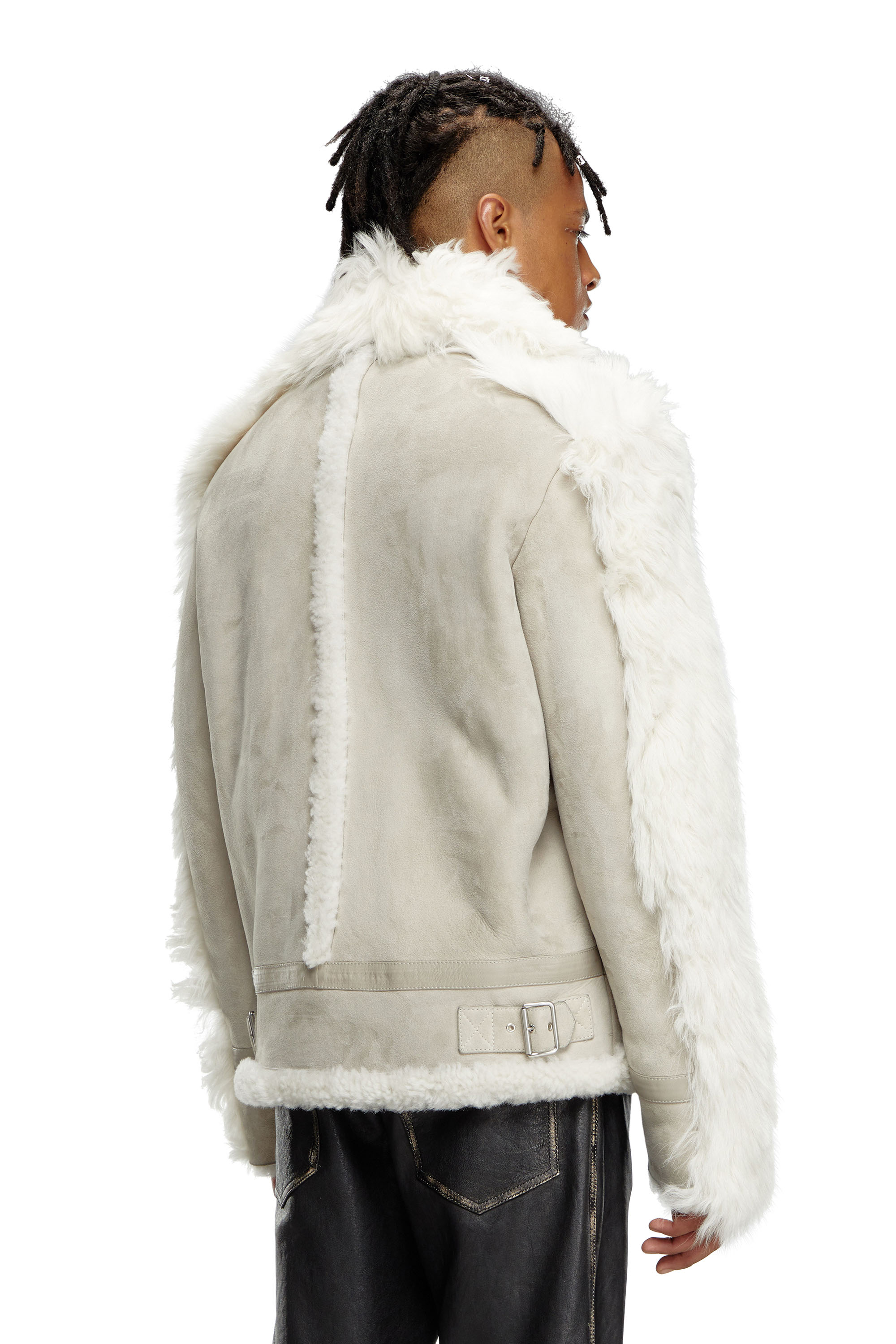 Diesel - L-OMER, Man's Shearling jacket in Grey - 3