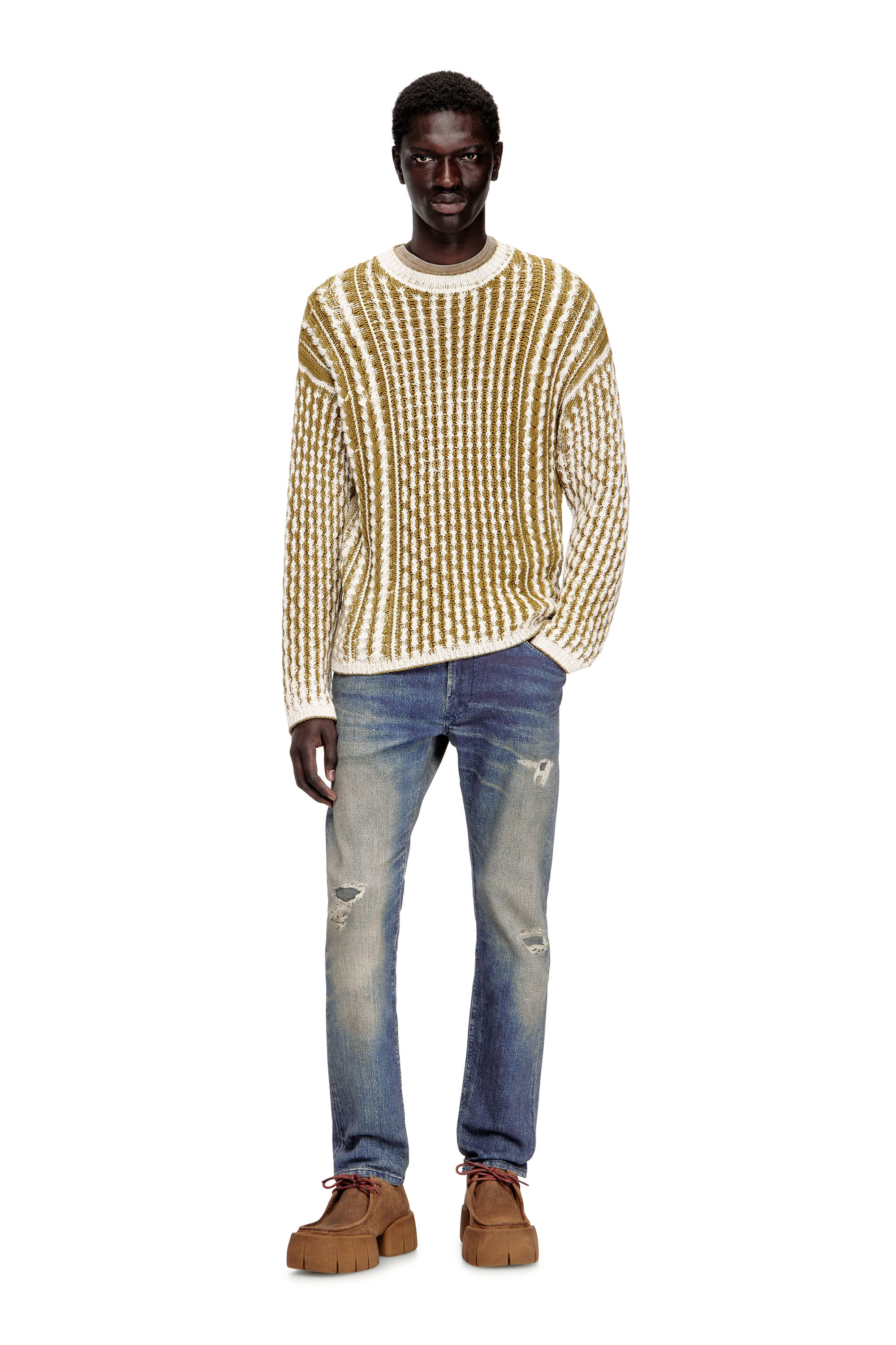 Diesel - K-MOISE, Man's Reverse-print cable-knit jumper in null - 2