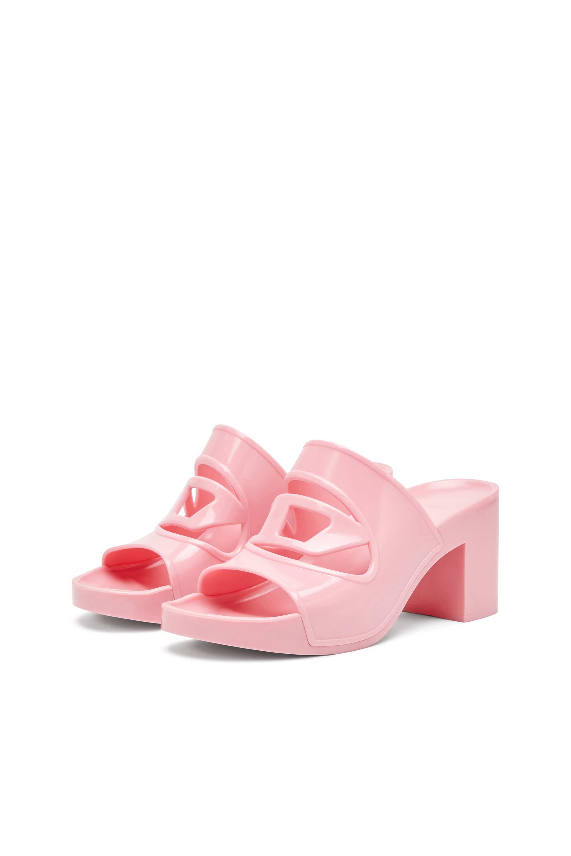 Diesel - SA-BONNIE, Woman's Sa-Bonnie-Heeled rubber slides with cut-out logo in Pink - 8