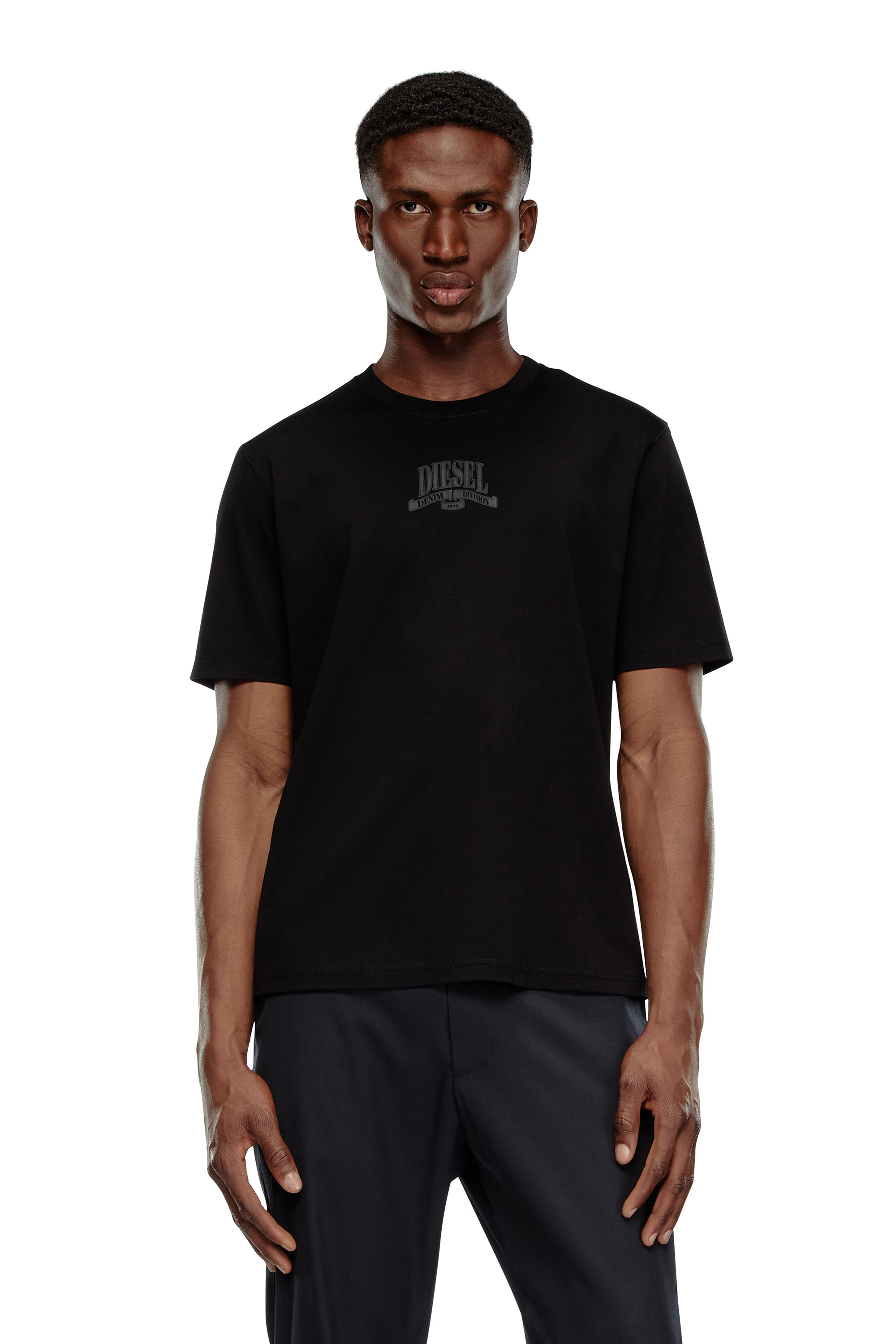 Diesel - T-MADJUST-K1, Man's Interlock T-shirt with tonal Diesel print in Black - 3