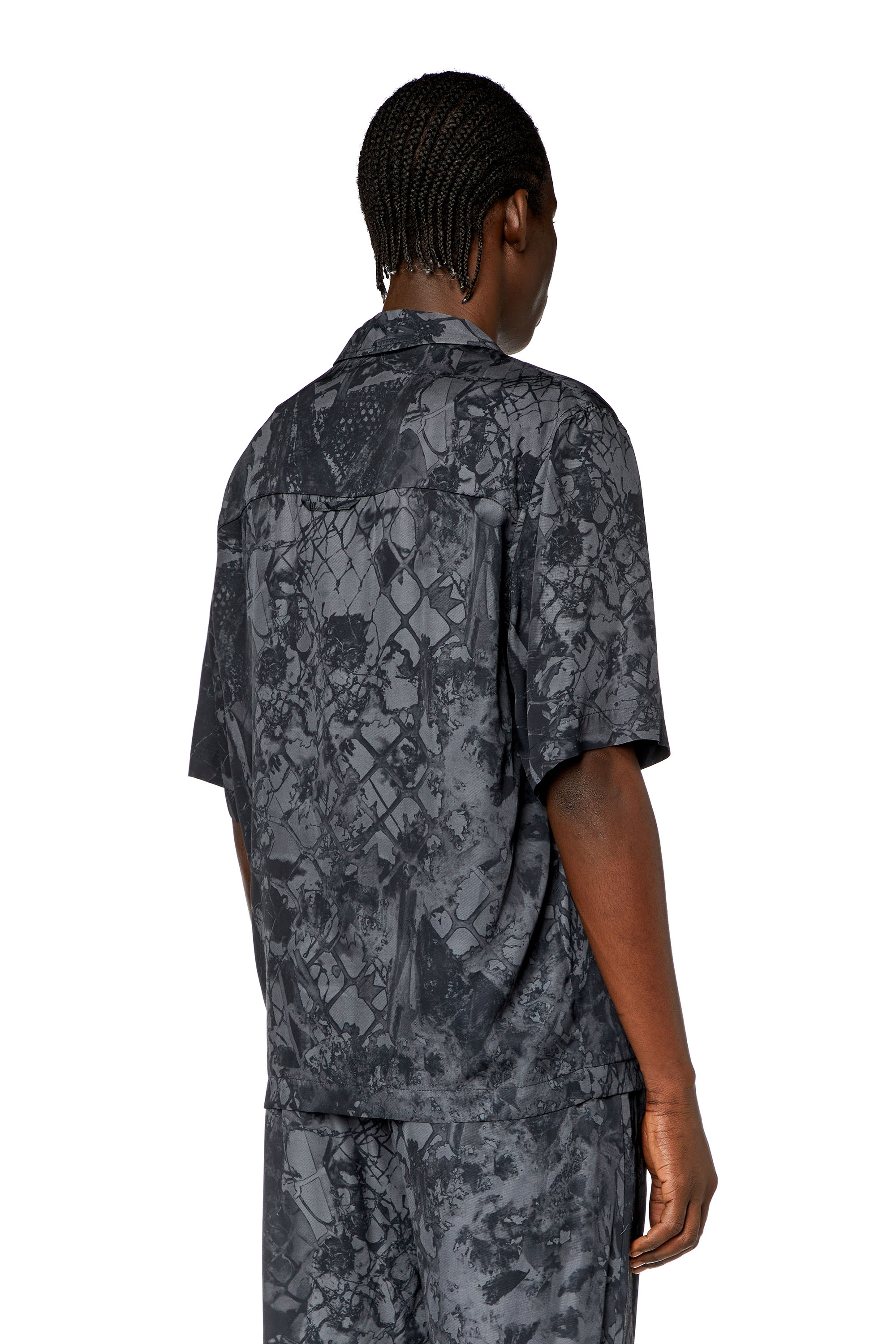Diesel - S-BRISTOL, Man Bowling shirt with abstract print in Black - Image 4