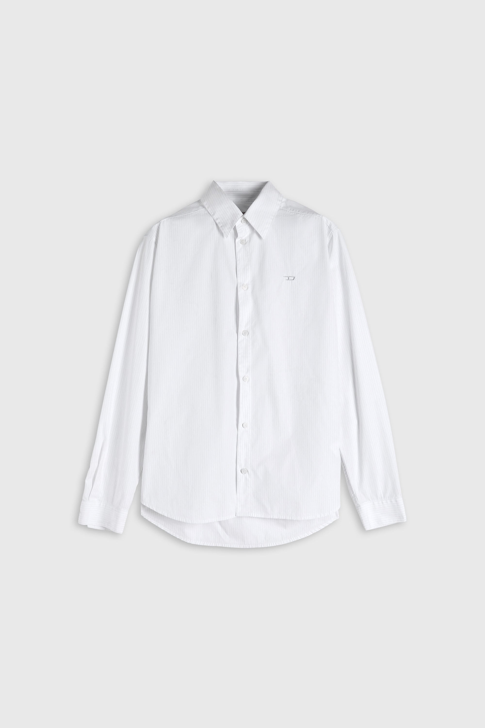 Diesel - S-SIMPLY-NA-DNAN, Man's Striped shirt in cotton with D embroidery in White - 2