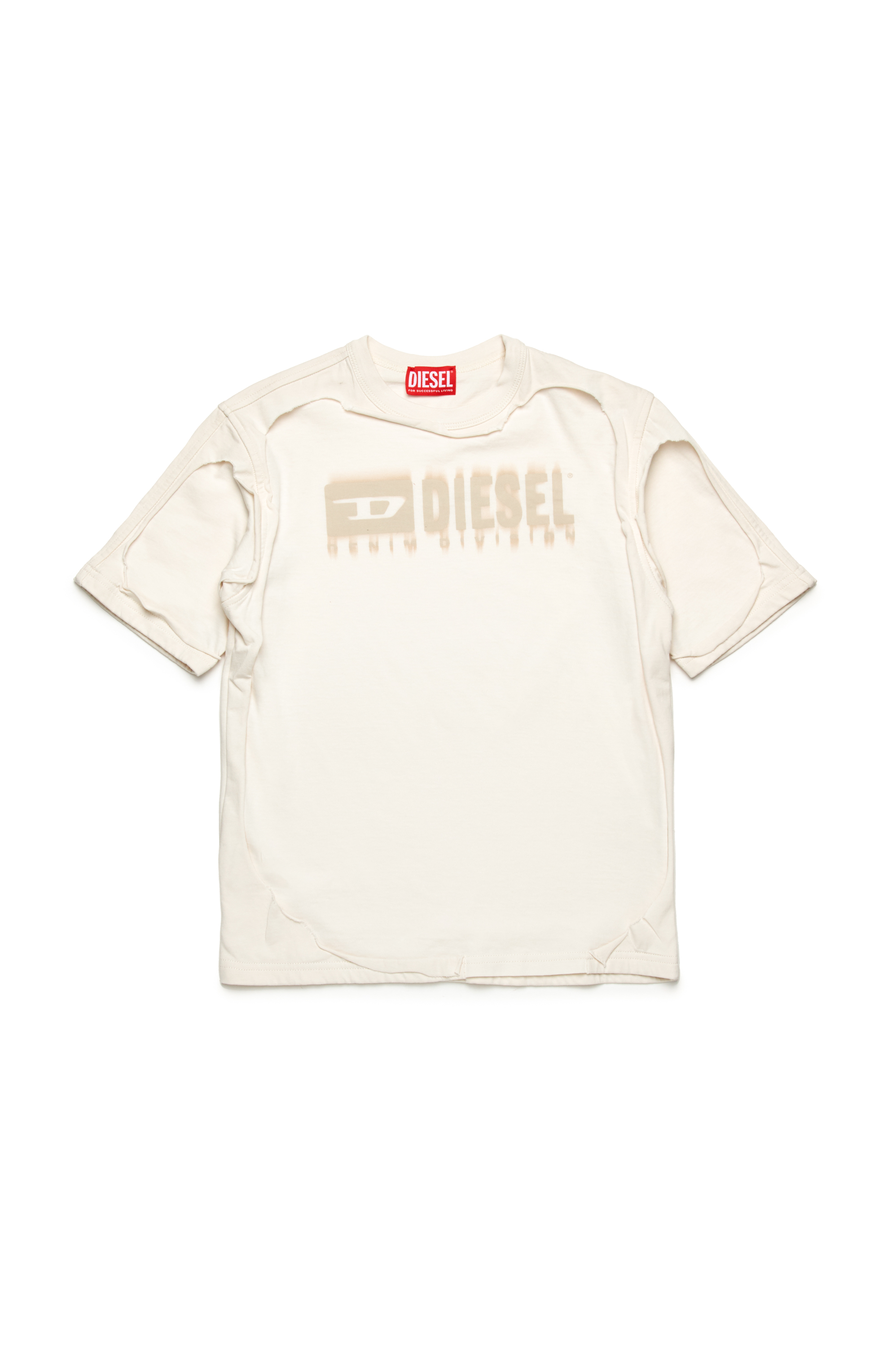 Diesel - TBOXTDBL OVER, Man's Peel-off T-shirt with d&eacute;grad&eacute; logo in White - 1