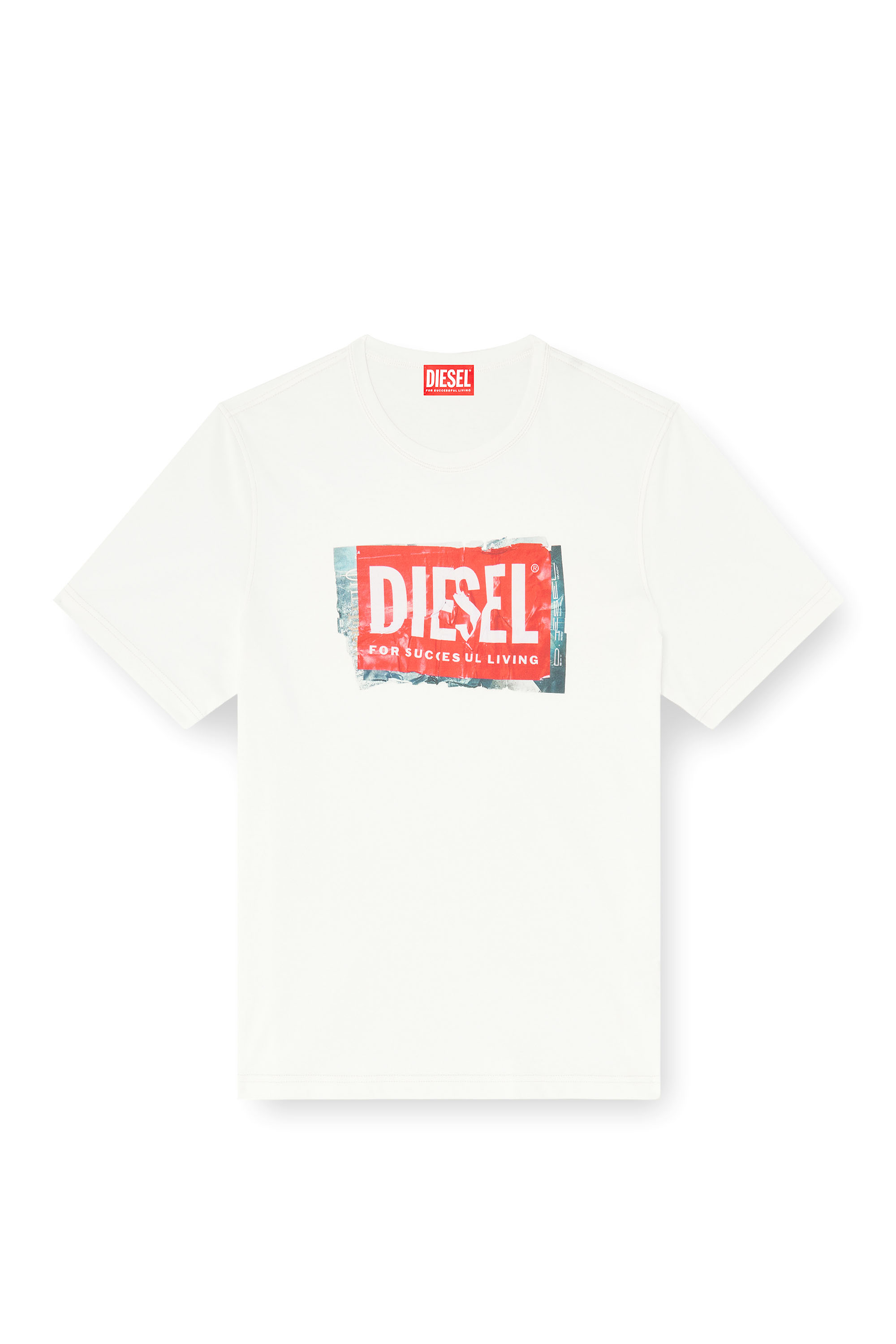 Diesel - T-ADJUST-Q6, Man's T-shirt with crumpled-effect logo in White - 2