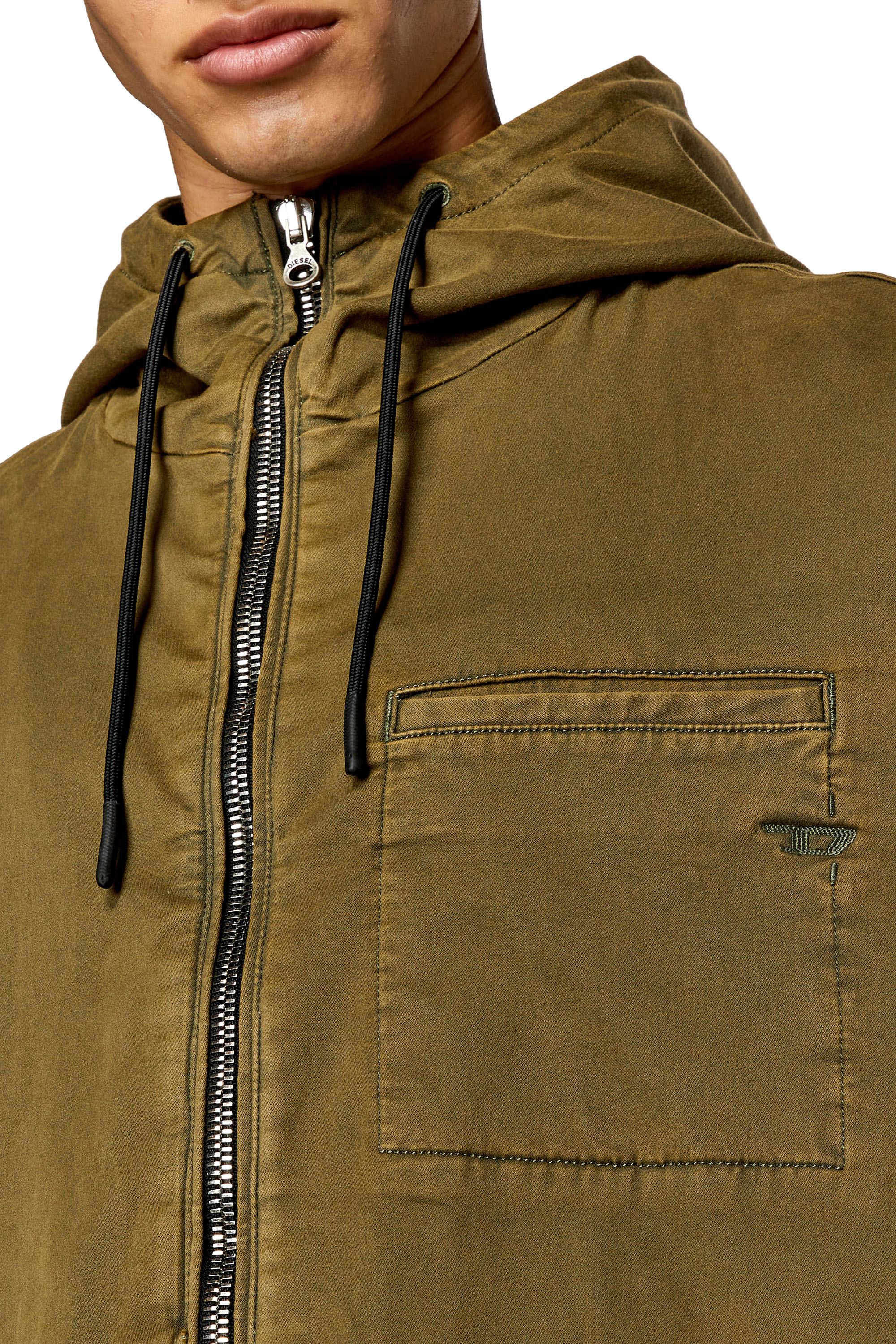 Diesel - D-HENNES JOGG, Man's Hooded JoggJeans jacket in Military Green - 5