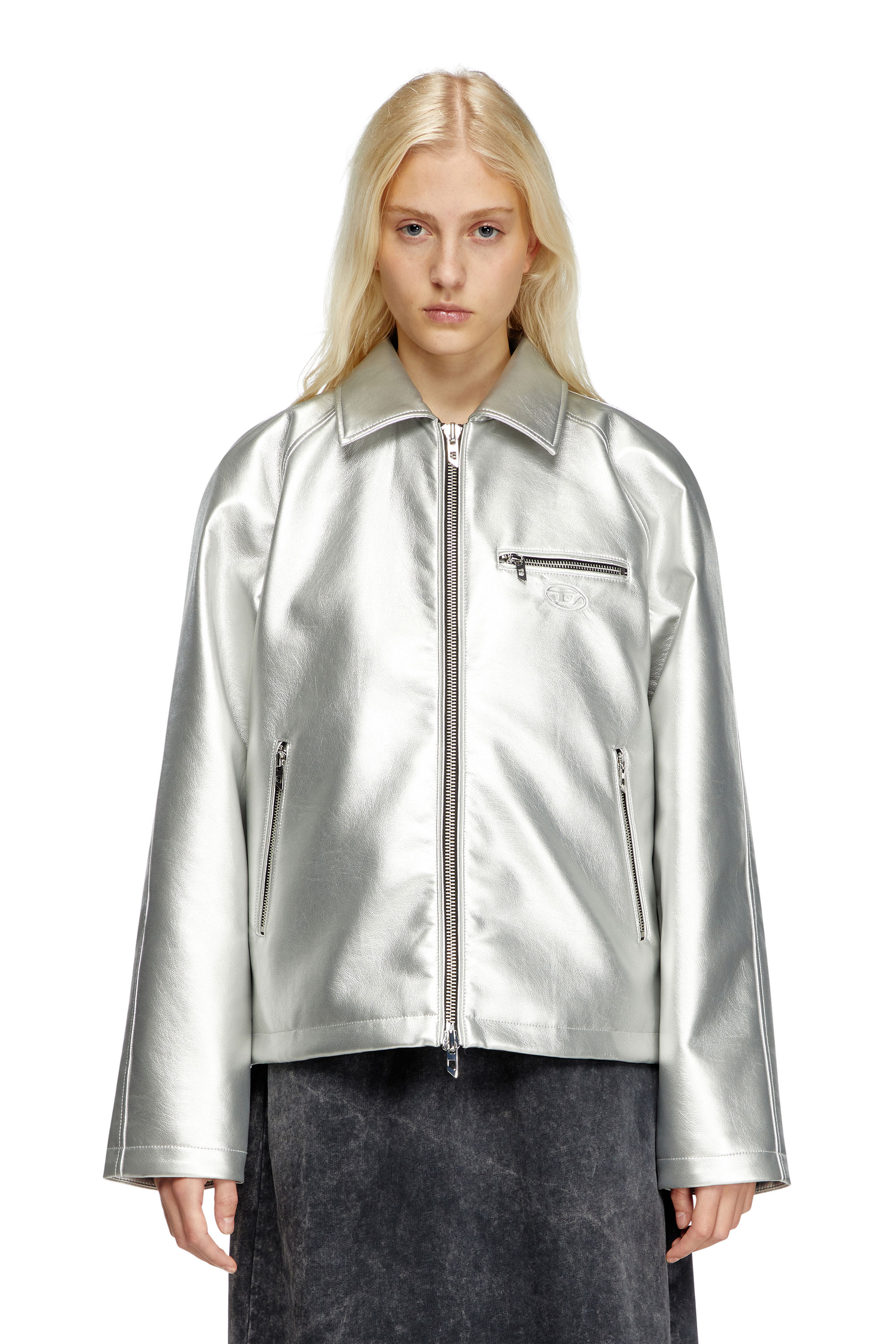 Diesel - J-THOME, Unisex's Metallic coach jacket in Silver - 7