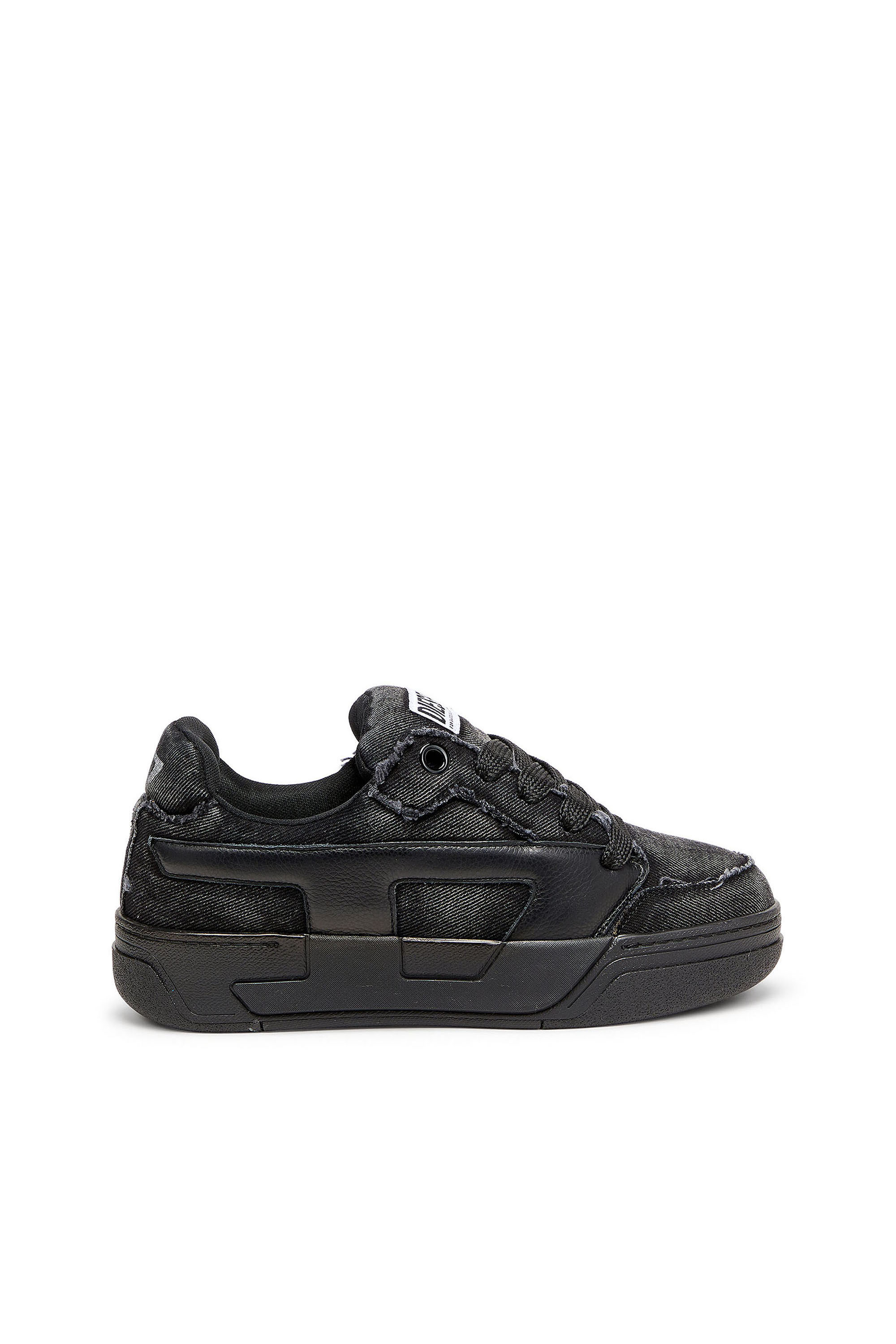 Diesel - S-D-OLLIE LOW, Man's S-D-Ollie - Sneakers in frayed denim e leather in Black - 1