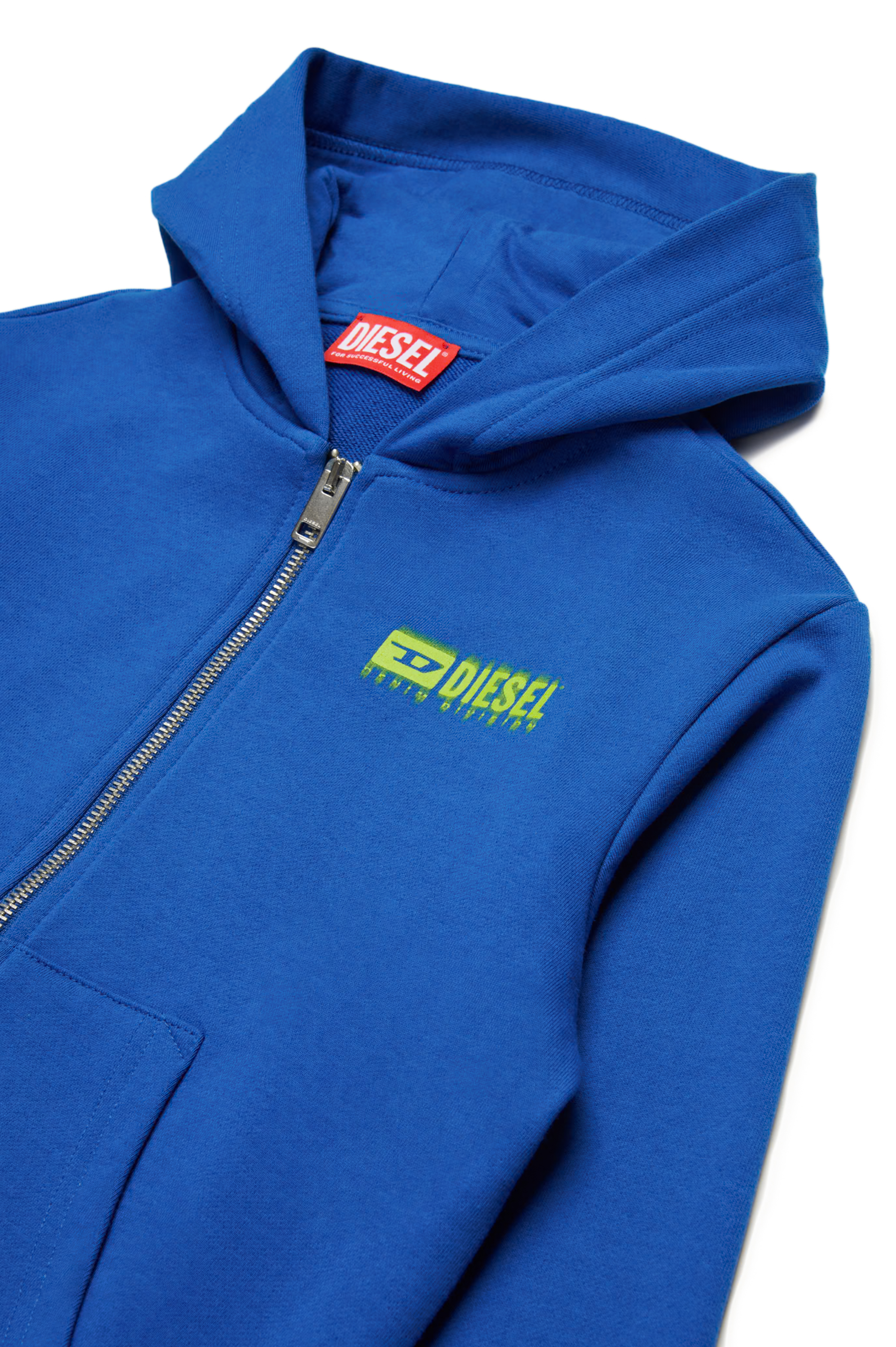 Diesel - SVOUGZIP OVER, Man's Zip-up hoodie with smudged logo in Blue - 3