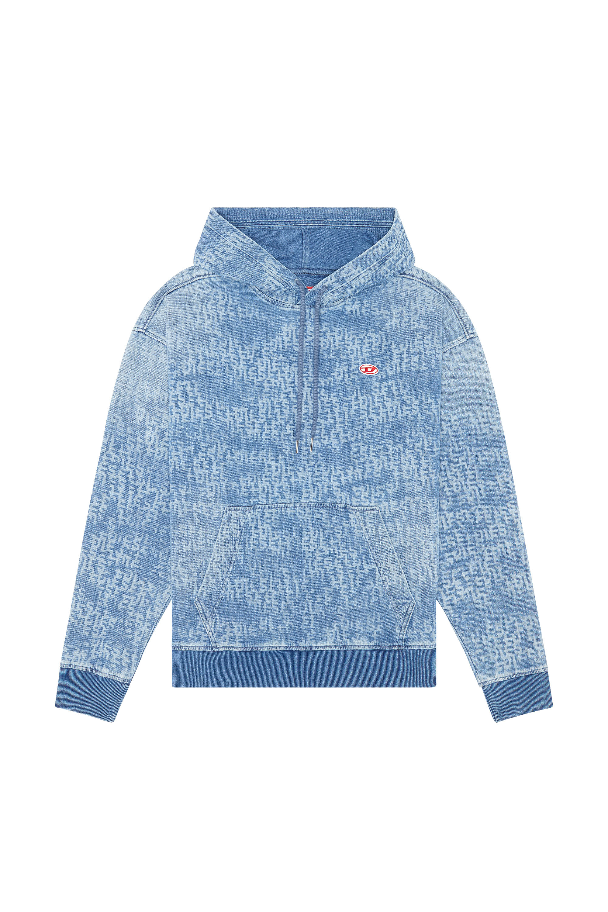 Diesel - D-UM-RIB TRACK DENIM HOODIE, Light Blue - Image 3