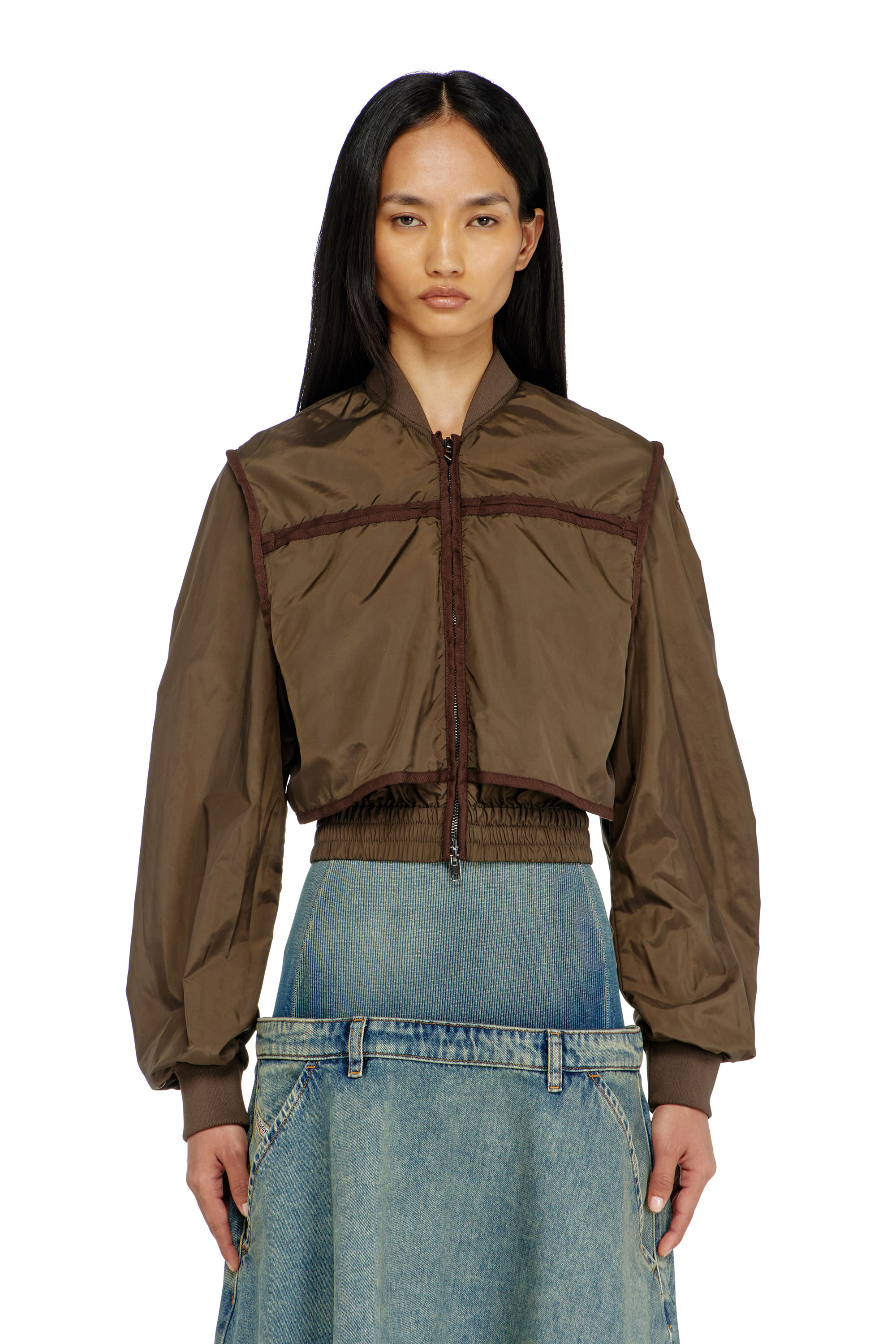 Diesel - G-OTHAM, Woman's Nylon jacket with tonal taping in Brown - 5