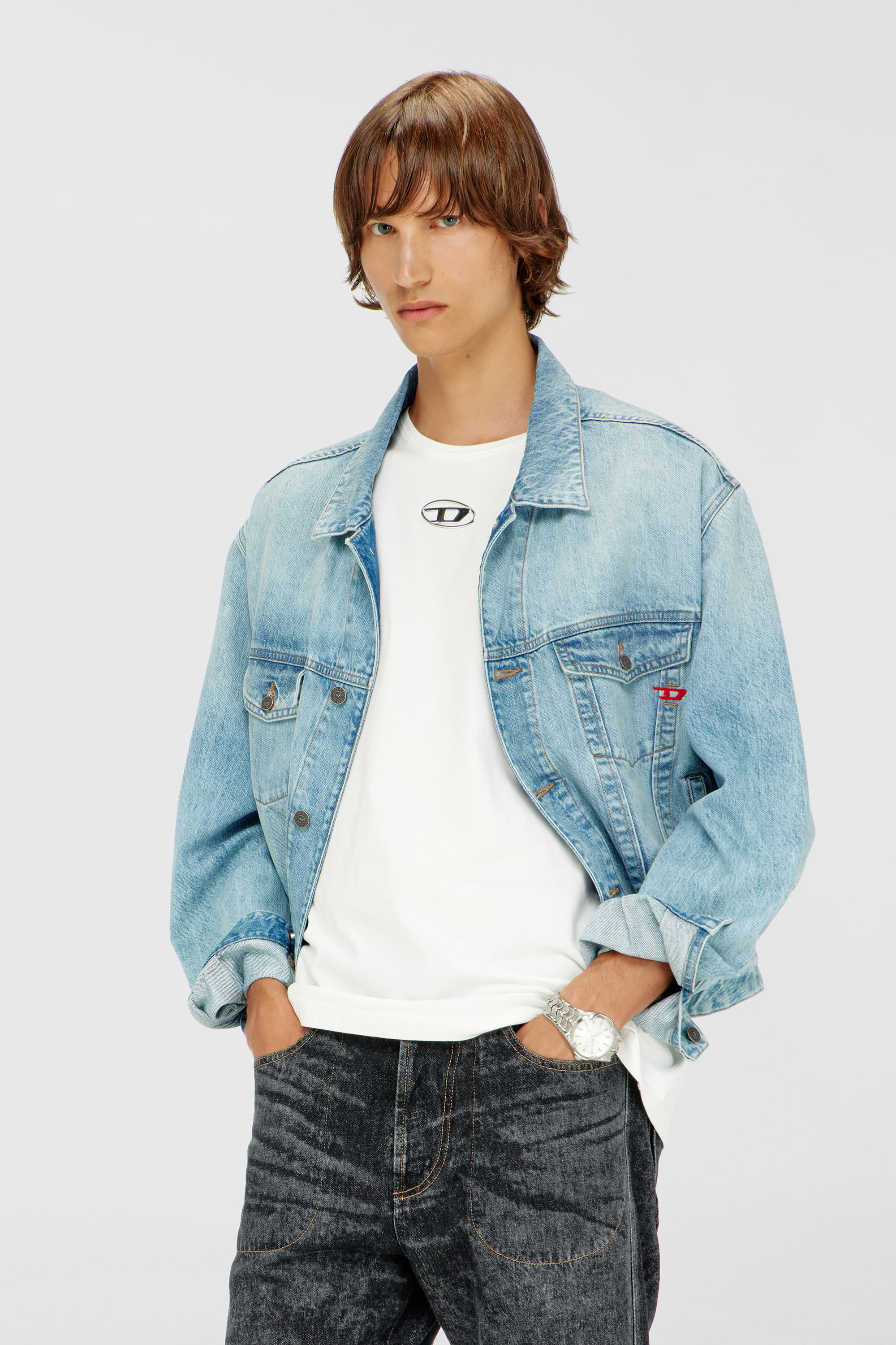 Diesel - T-NORM-IOD, Man's Light cotton T-shirt with metallic Oval D logo in White - 3