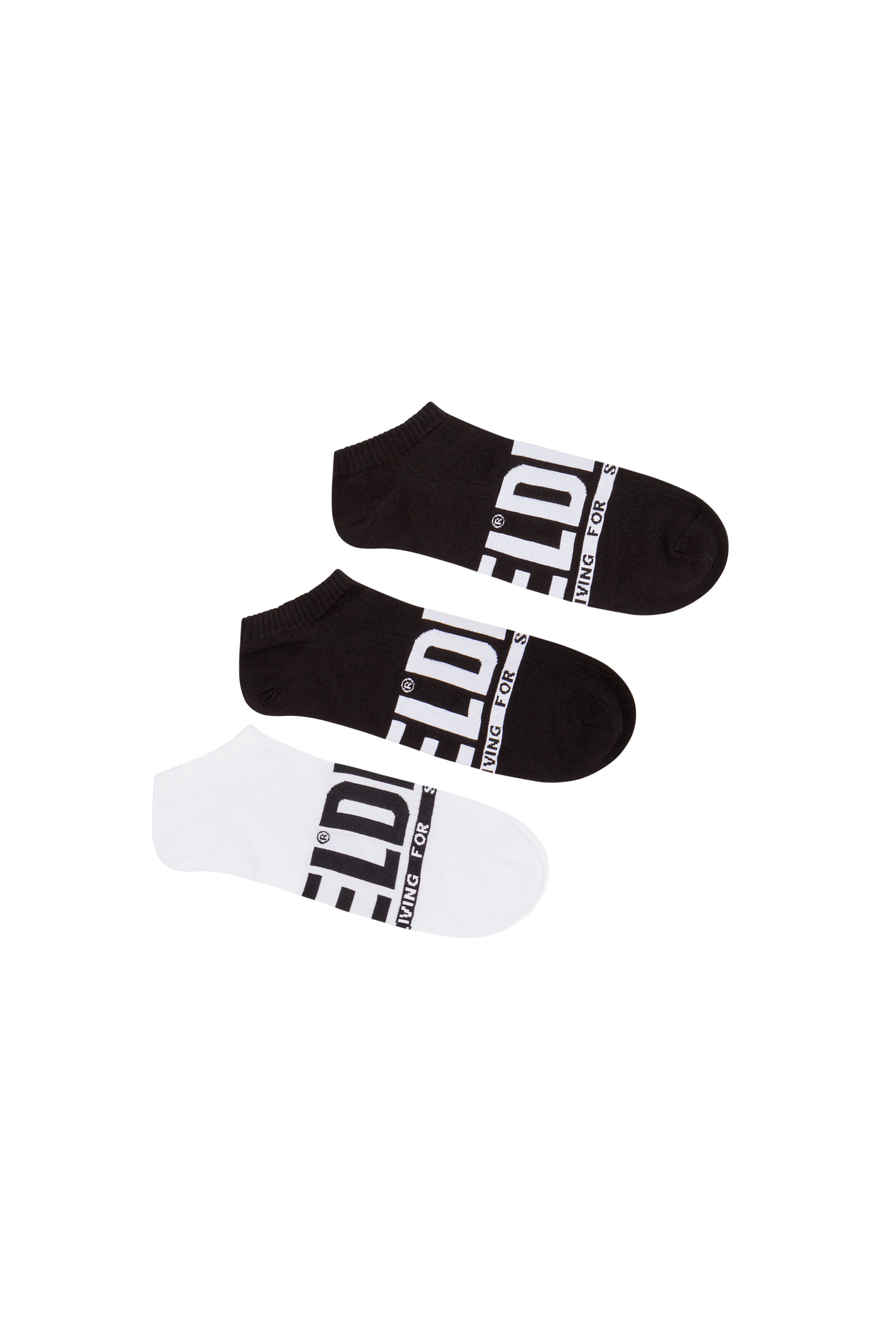 Diesel - SKM-GOST-THREEPACK, Man's 3-pack low-cut logo socks in Black/White - 1