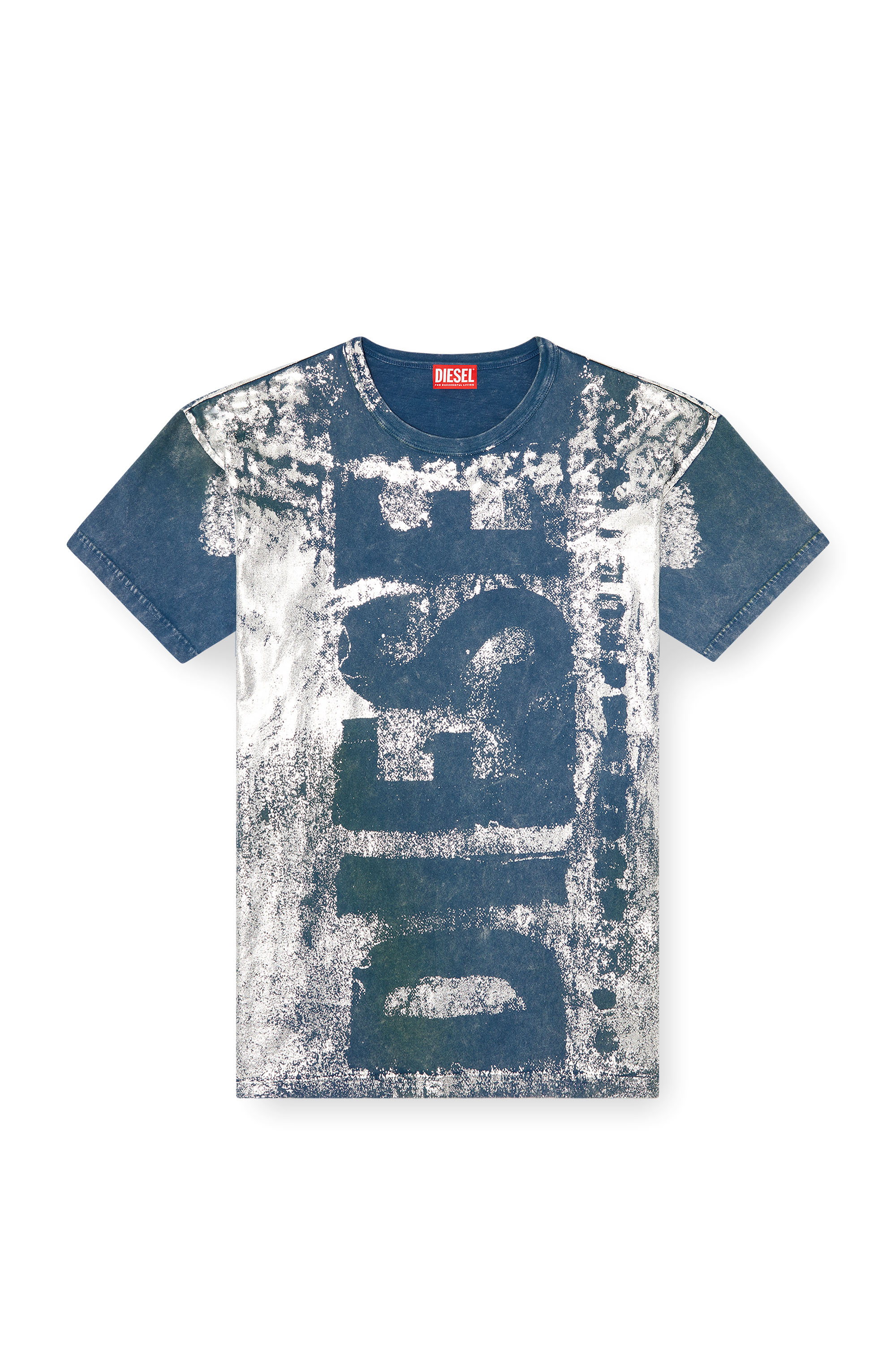 Diesel - T-BOXT-R2, Man's Logo T-shirt with metallic effects in Blue - 3