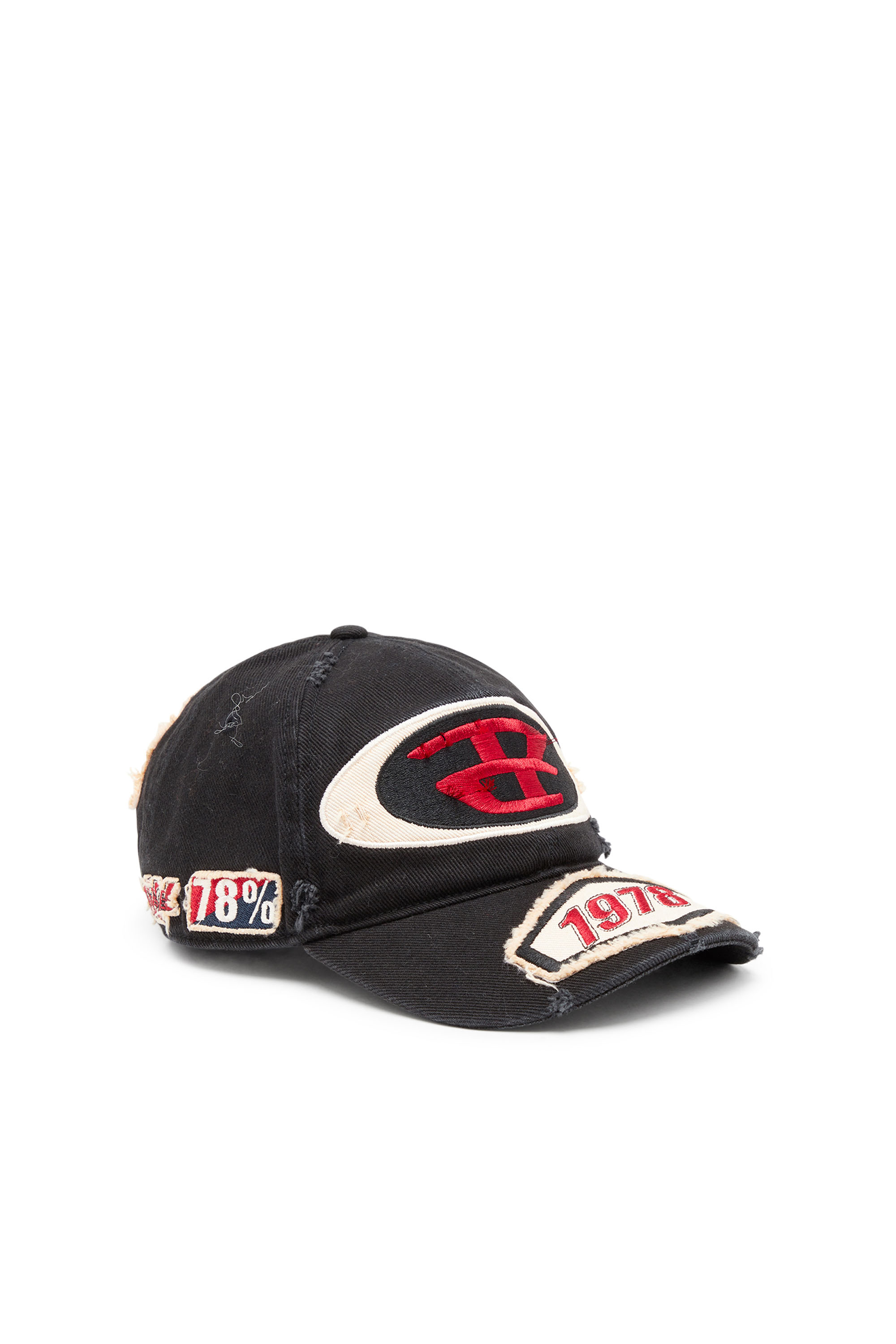 Diesel - C-BRAFF, Man's Baseball cap with embroidered patches in Black - 2