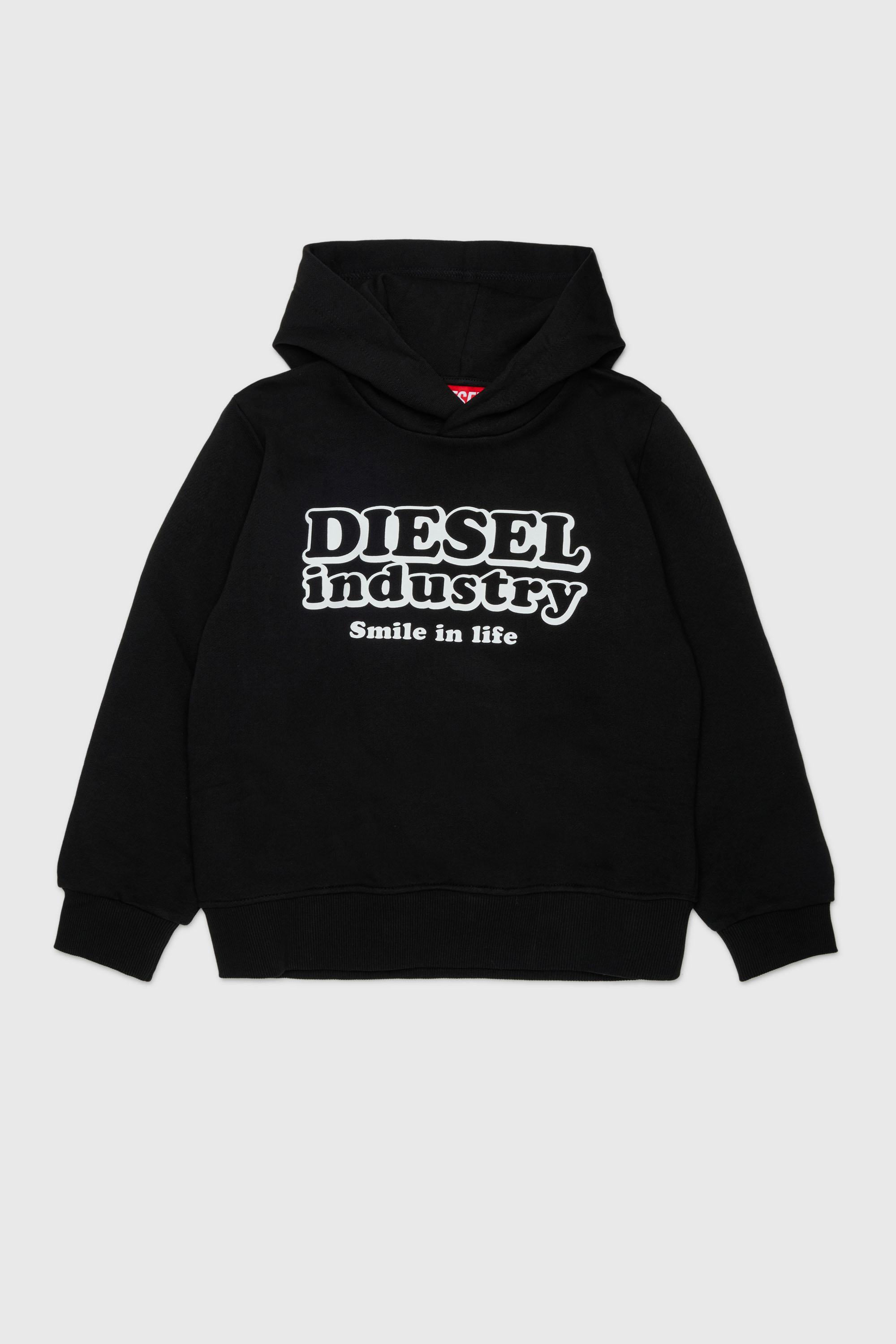 Diesel - SLODIMHOOD OVER, Man's Hoodie with Diesel Industry print in Black - 1