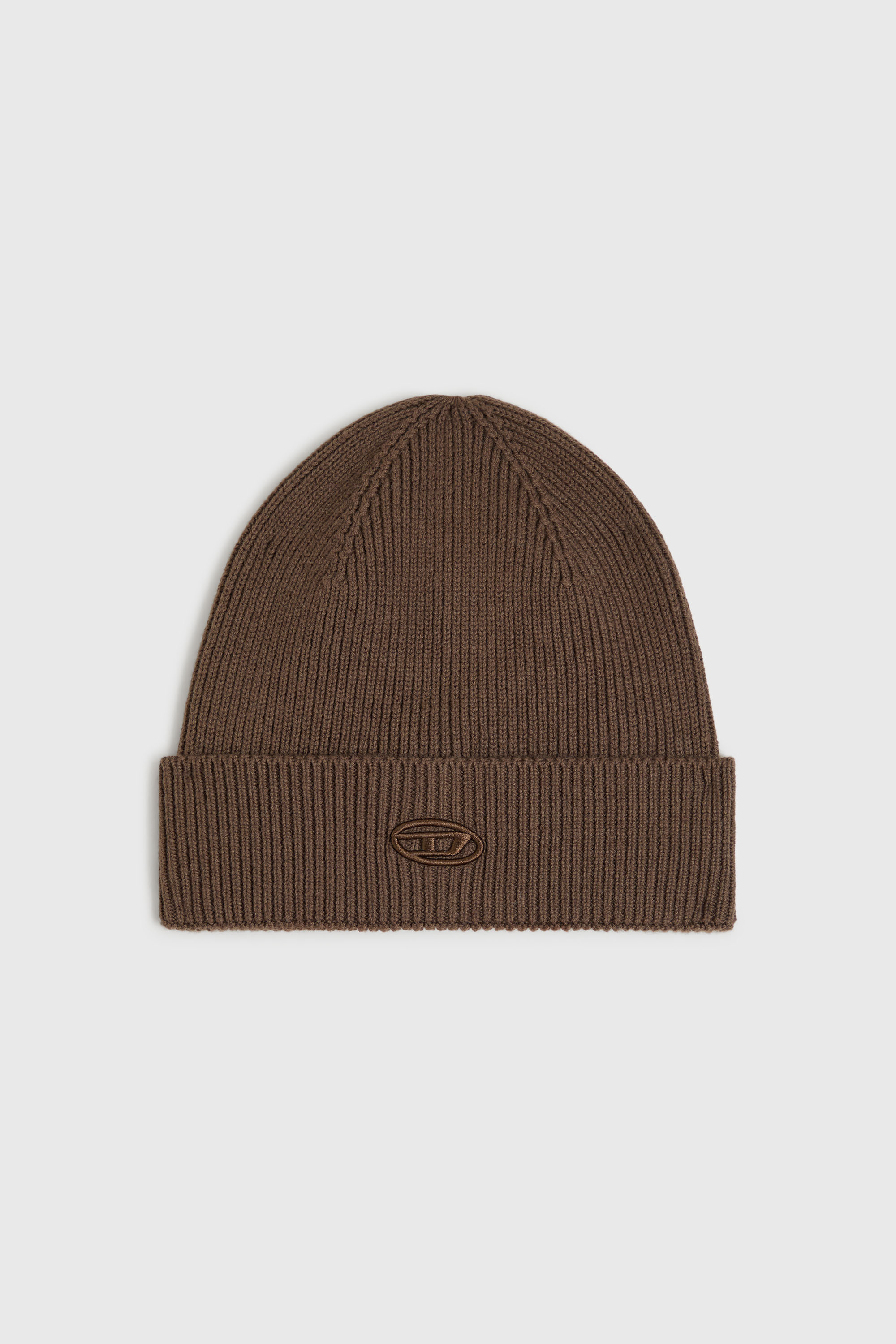 Diesel - K-CODER-FULLY B, Unisex's Ribbed beanie with D embroidery in Brown - 1